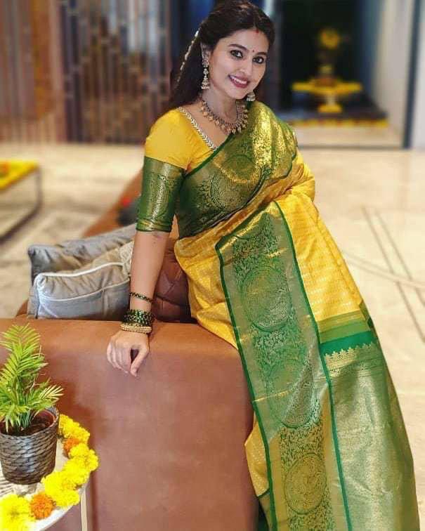 Yellow Color Beautiful Silk Saree for daily wear use
