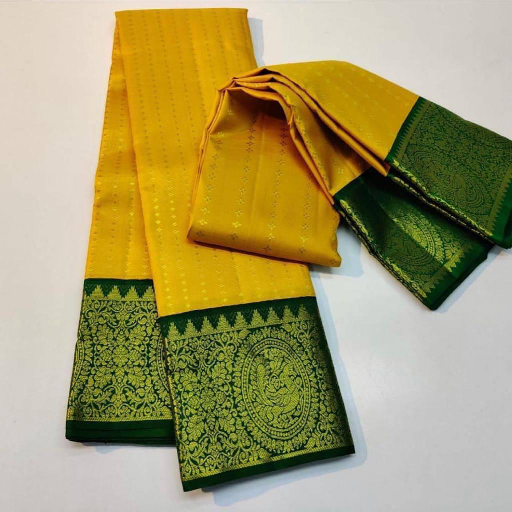 Yellow Color Beautiful Silk Saree for daily wear use