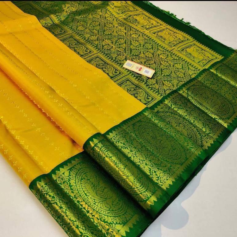 Yellow Color Beautiful Silk Saree for daily wear use