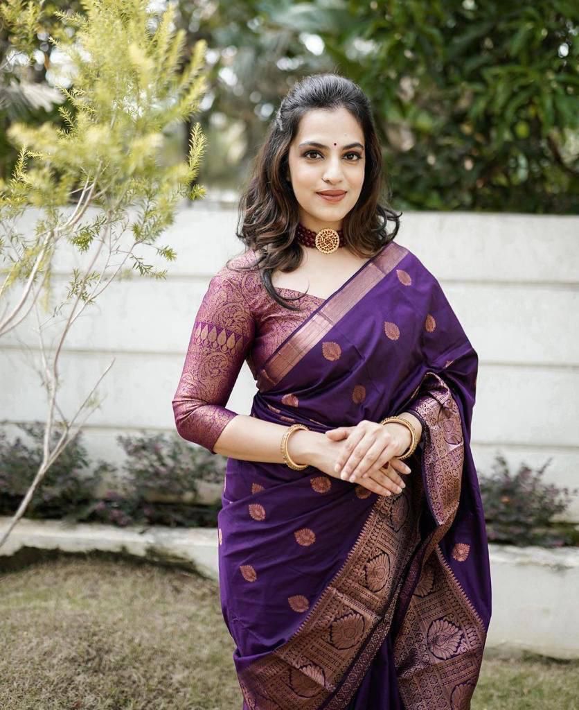 Purple Color Silk Saree for Daily Wear Use