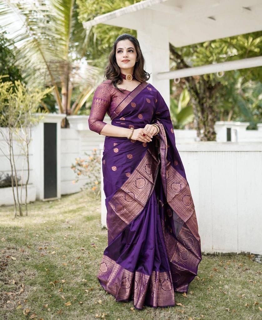 Purple Color Silk Saree for Daily Wear Use