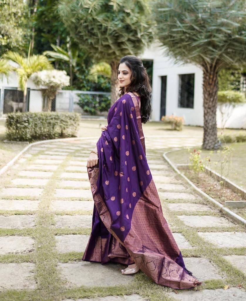 Purple Color Silk Saree for Daily Wear Use