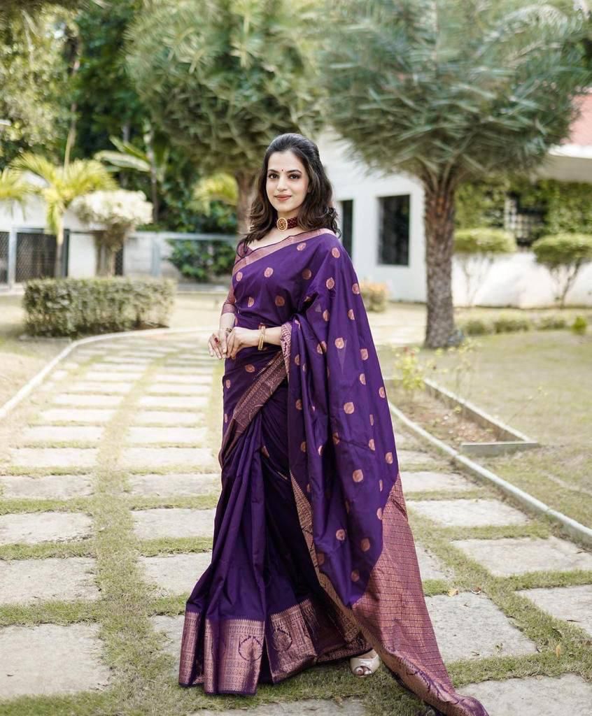 Purple Color Silk Saree for Daily Wear Use