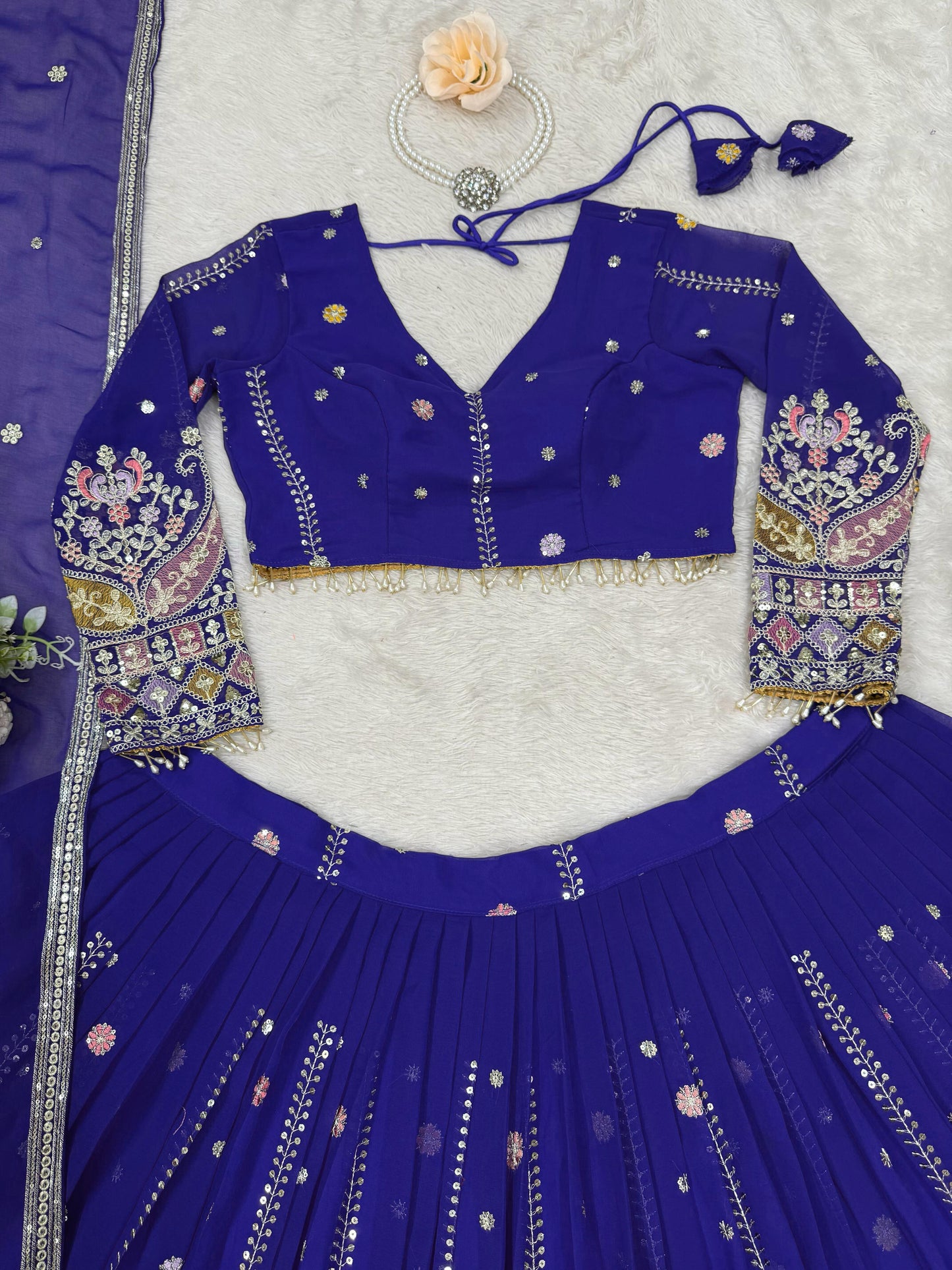 Blue Color Beautiful Partywear Lehenga Choli in Georgette Fabric