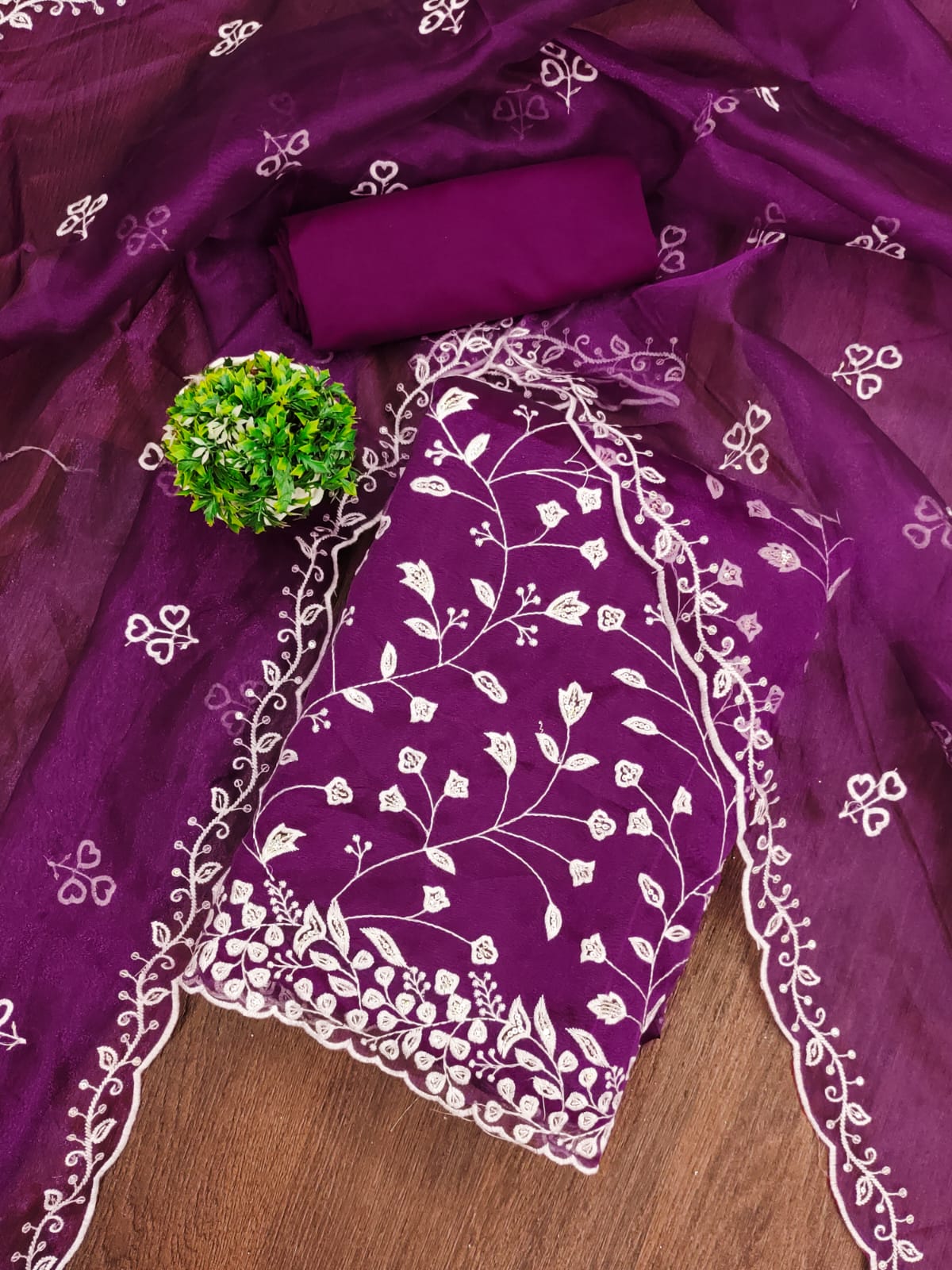 Organza Silk Suit With Multi Sequence Work For Small Family Function
