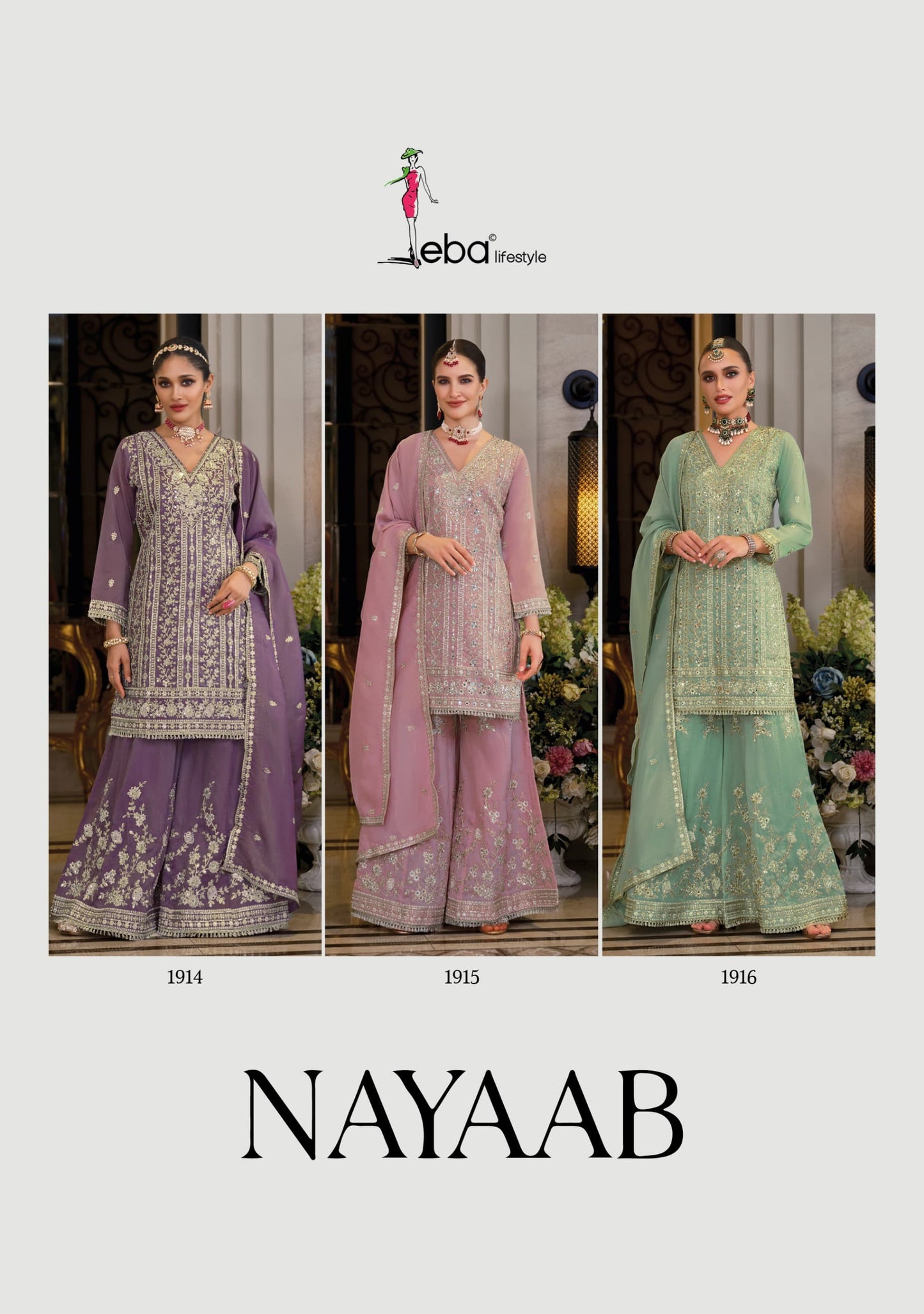 Eba Nayaab dress 3 piece set 1914 series to 1916