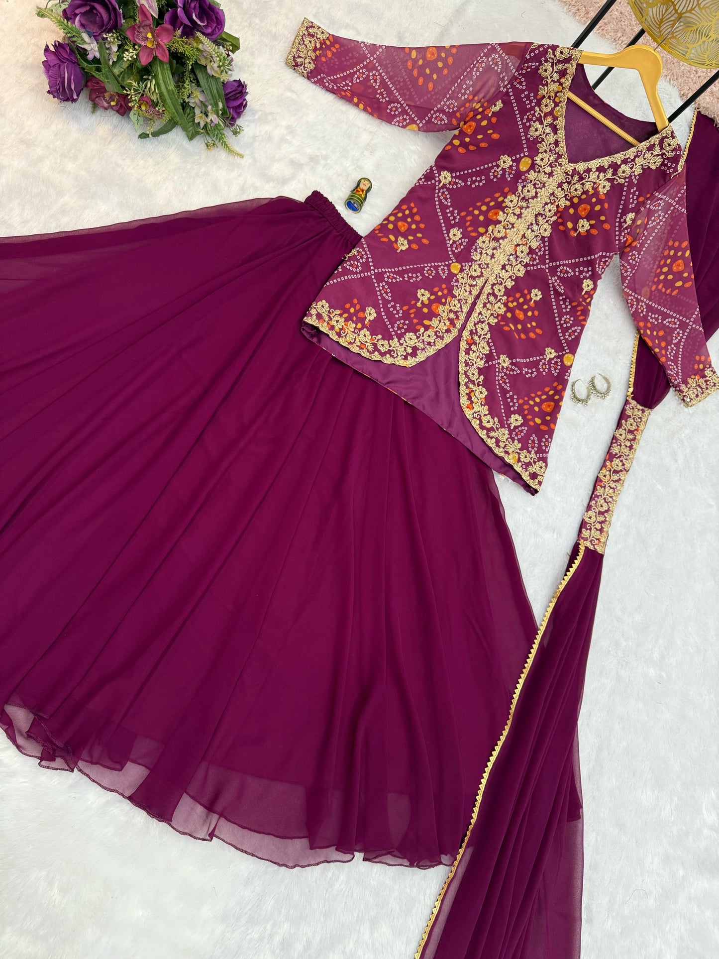 Purple Color Beautiful Koti Lehenga Dupatta