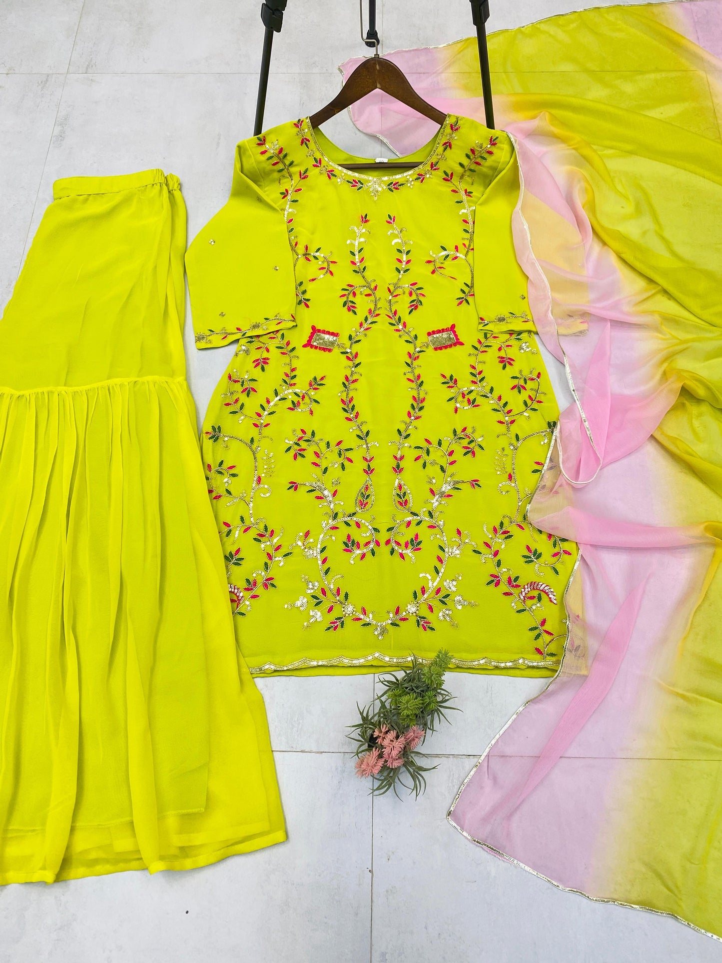 Sharara Dress in Georgette Fabric For haldi function