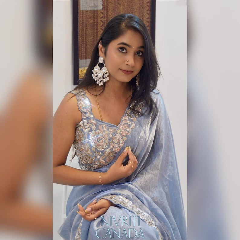 Partywear Saree in FAndy Silk Fabric