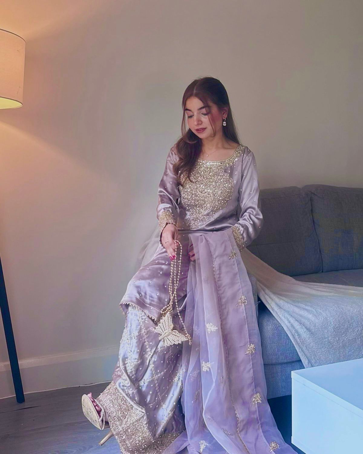 Beautiful Partywear Plazo Suit in crepe fabric