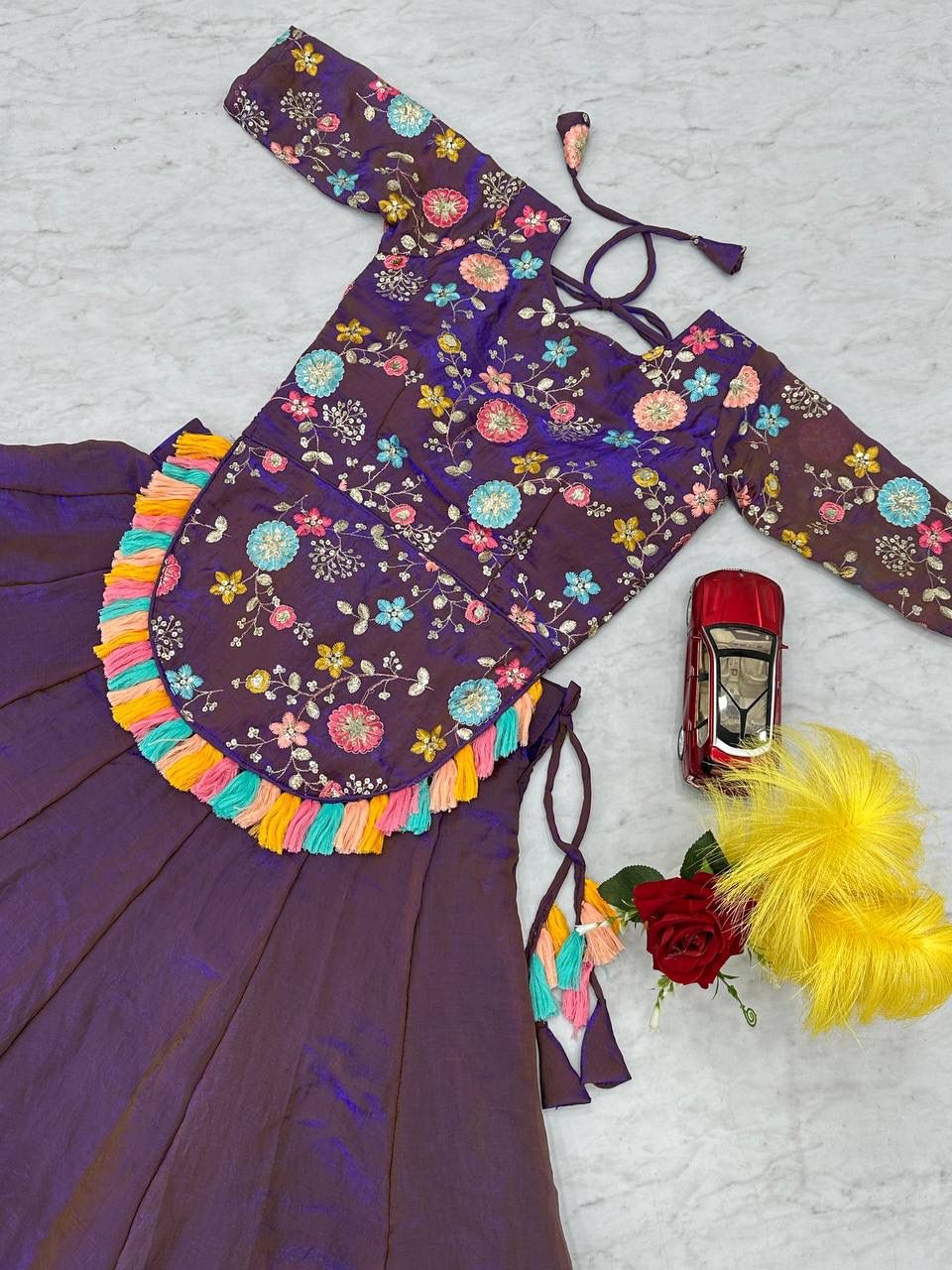 purple Color Beautiful Partywear Lehenga Choli in Fency Silk fabric