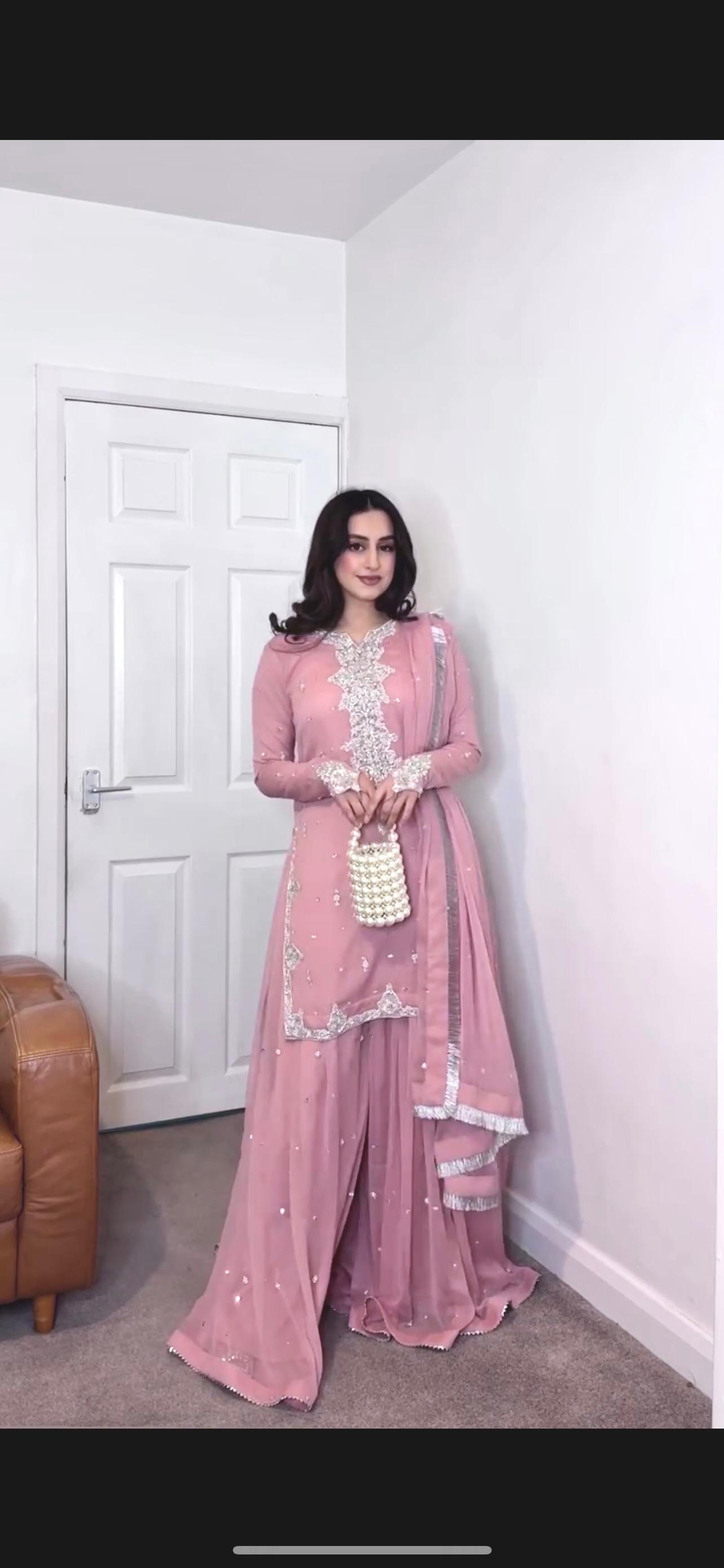 Pink Color Beautiful Plazo Suit In Georgette Fabric