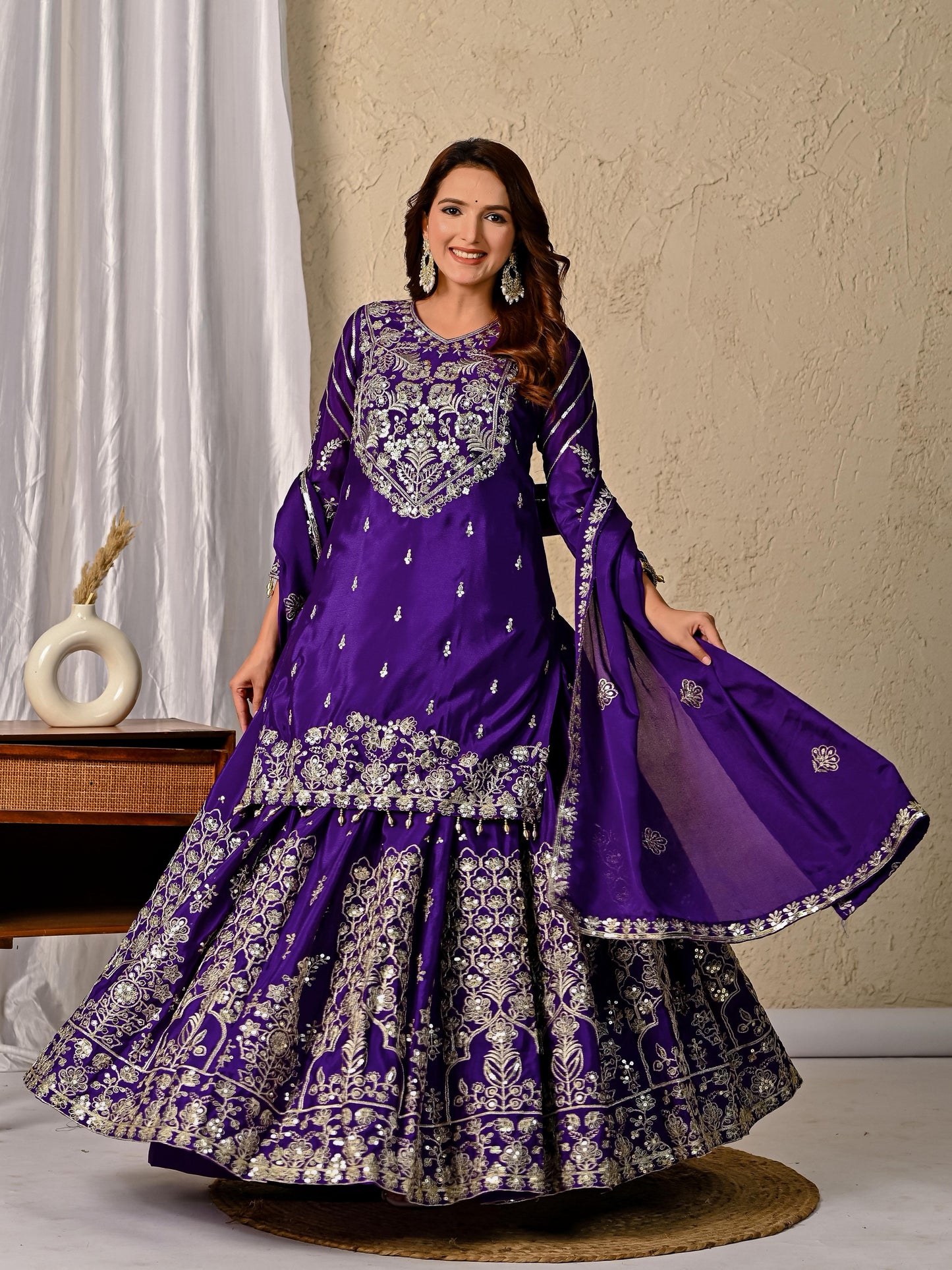 stylish Top Lehenga dress in chinon fabric