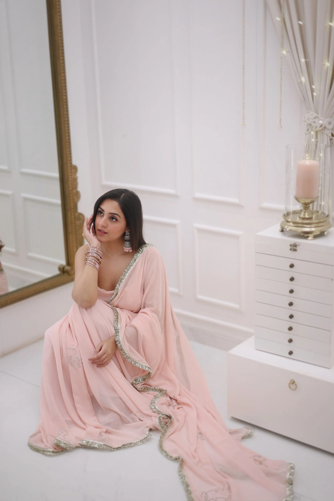 Pink Color beautiful simple and sobar saree