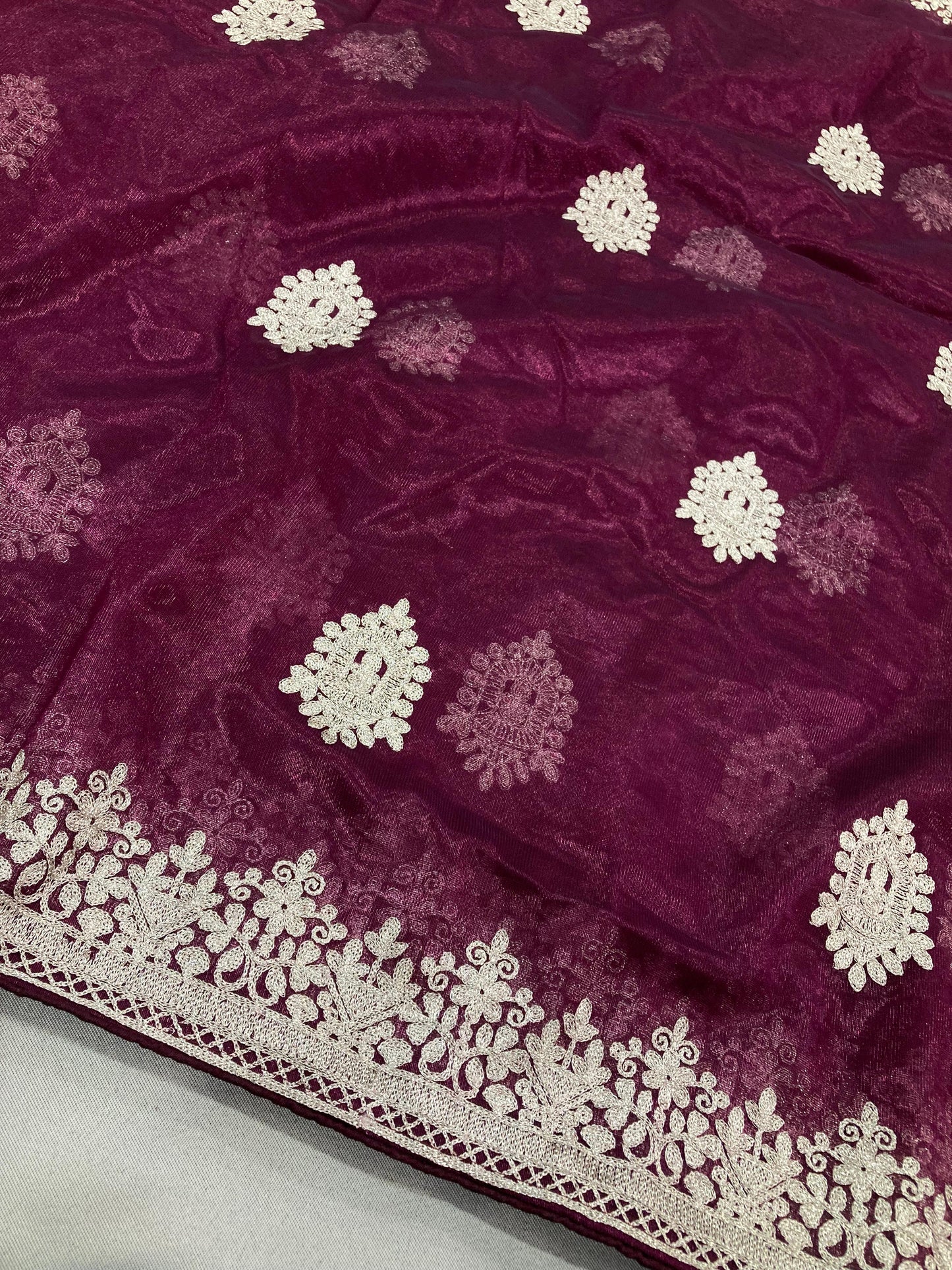 Party Wear Twill Net Saree in purple color