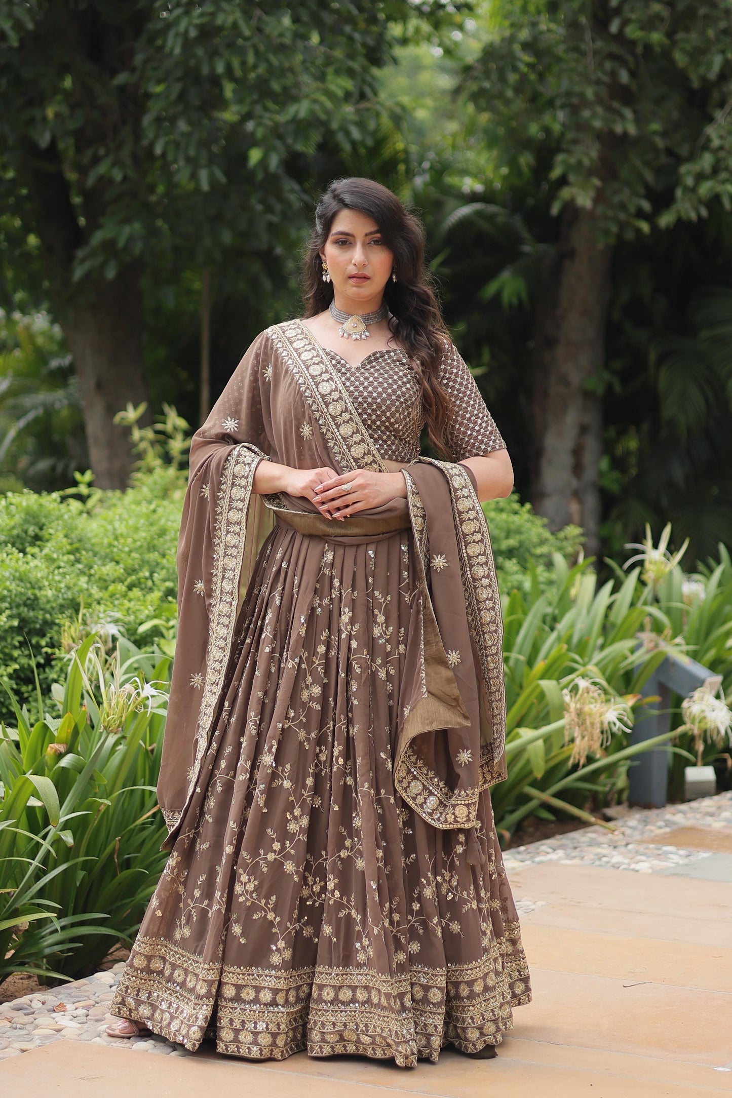 Grey Color Beautiful Partywear Lehenga Choli