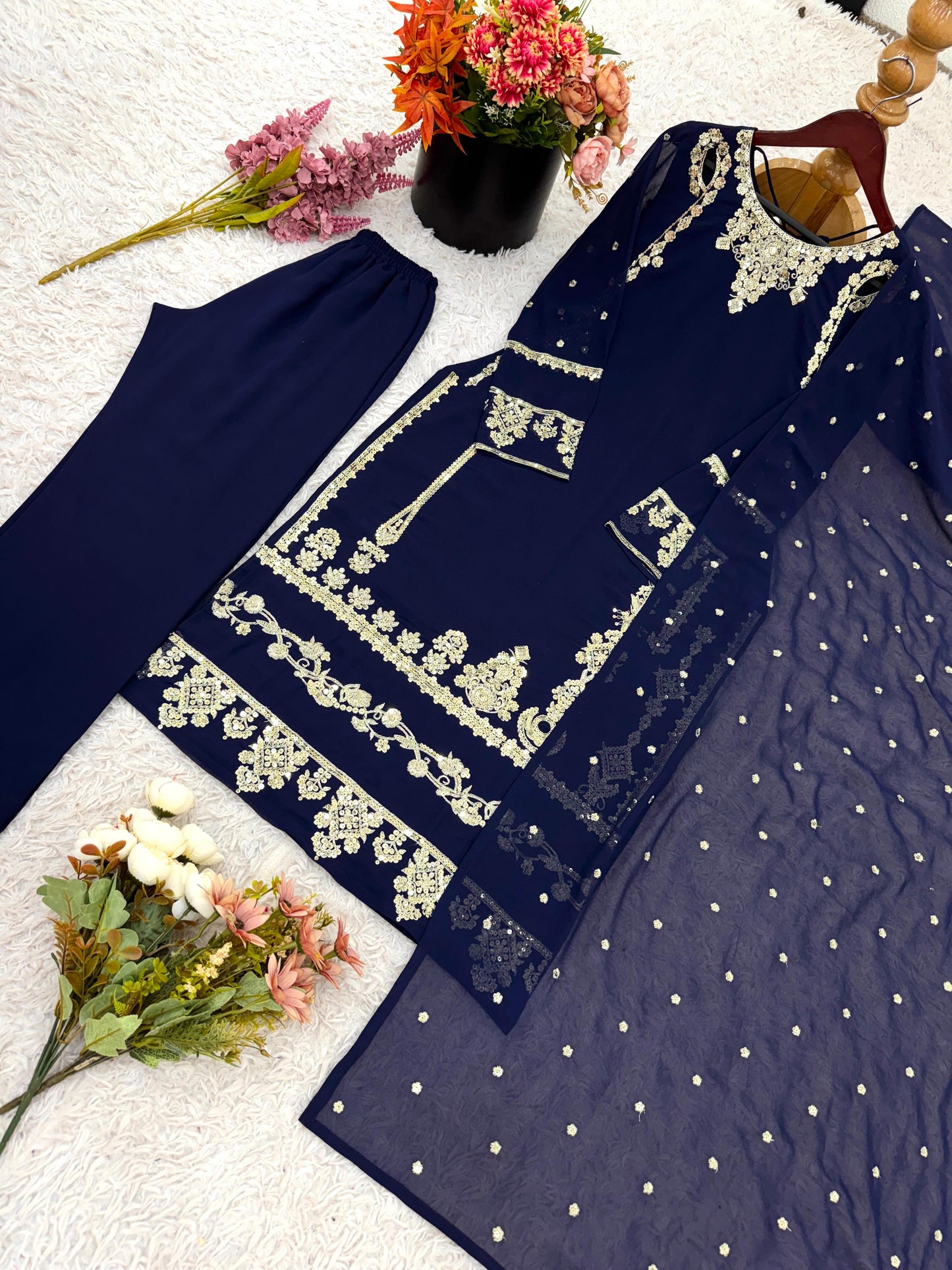 Embroidered Sequence Work Designer Three Piece Set