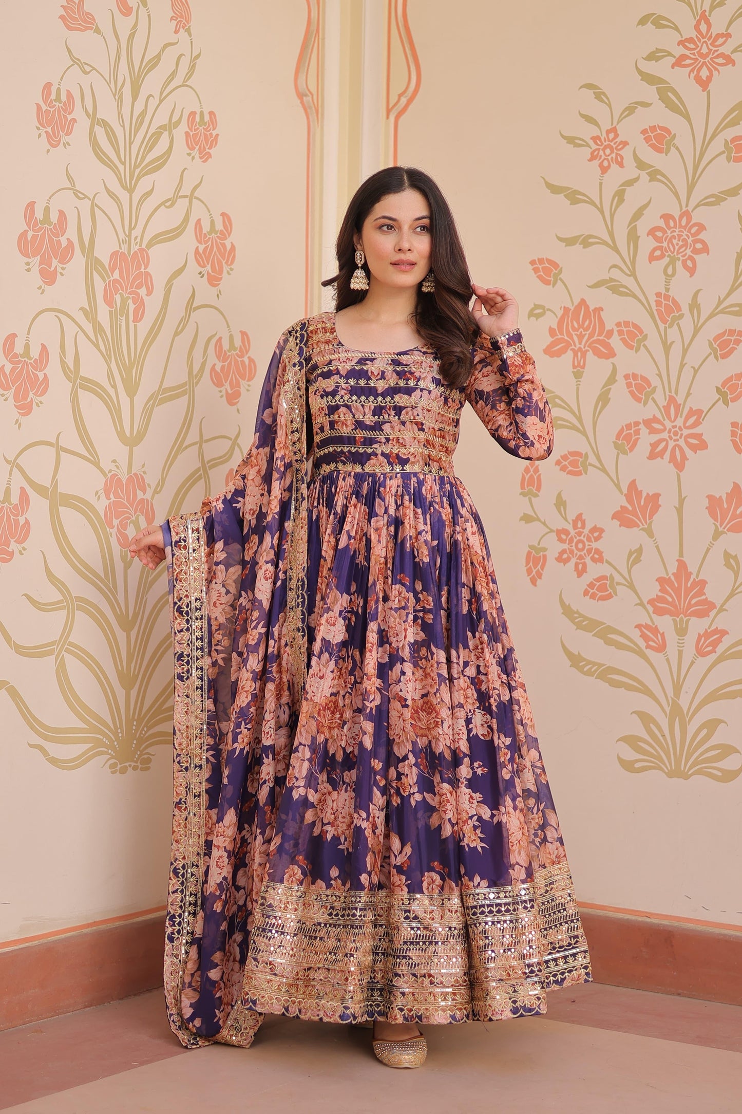 Designer Readymade Gown-Dupatta Collections in Silk Fabric