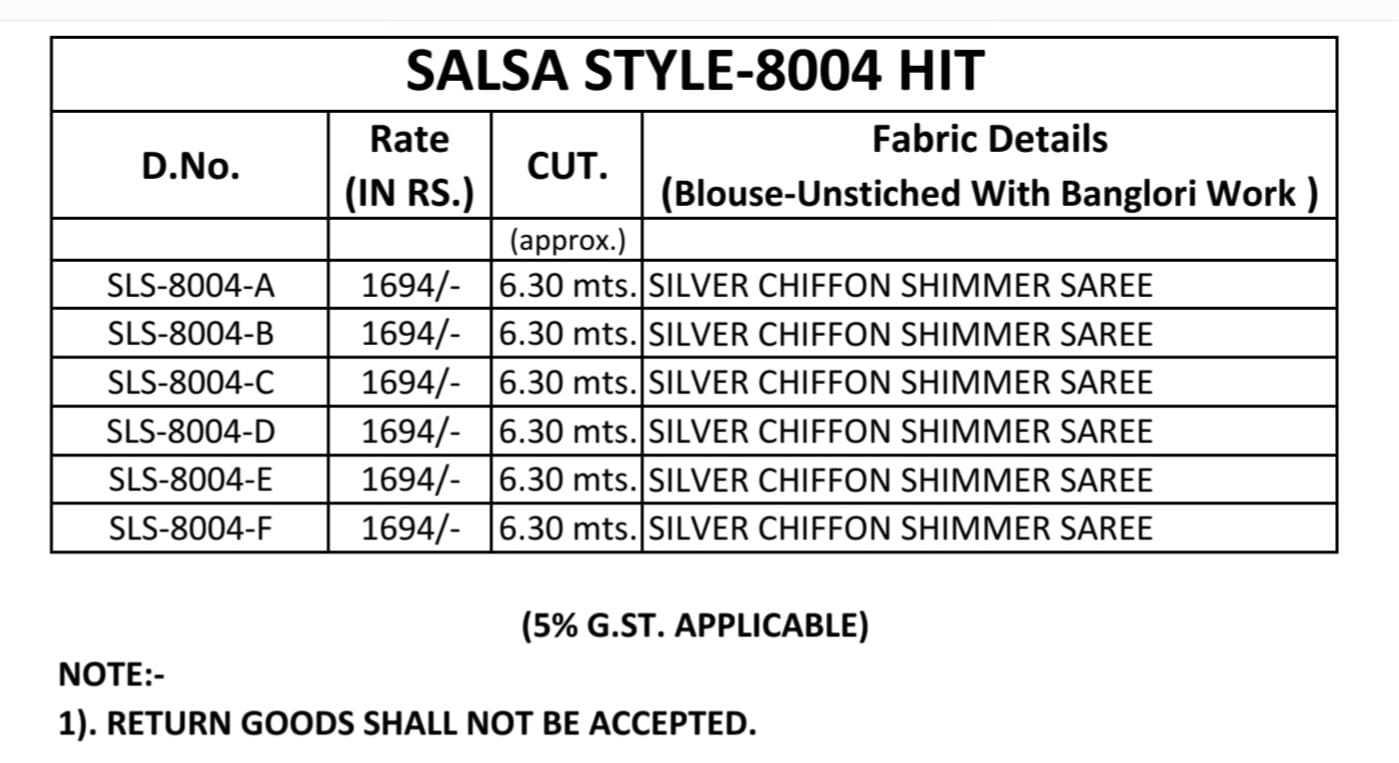 tfh salsa style 8004 hit colour series : 8004-a to 8004-f