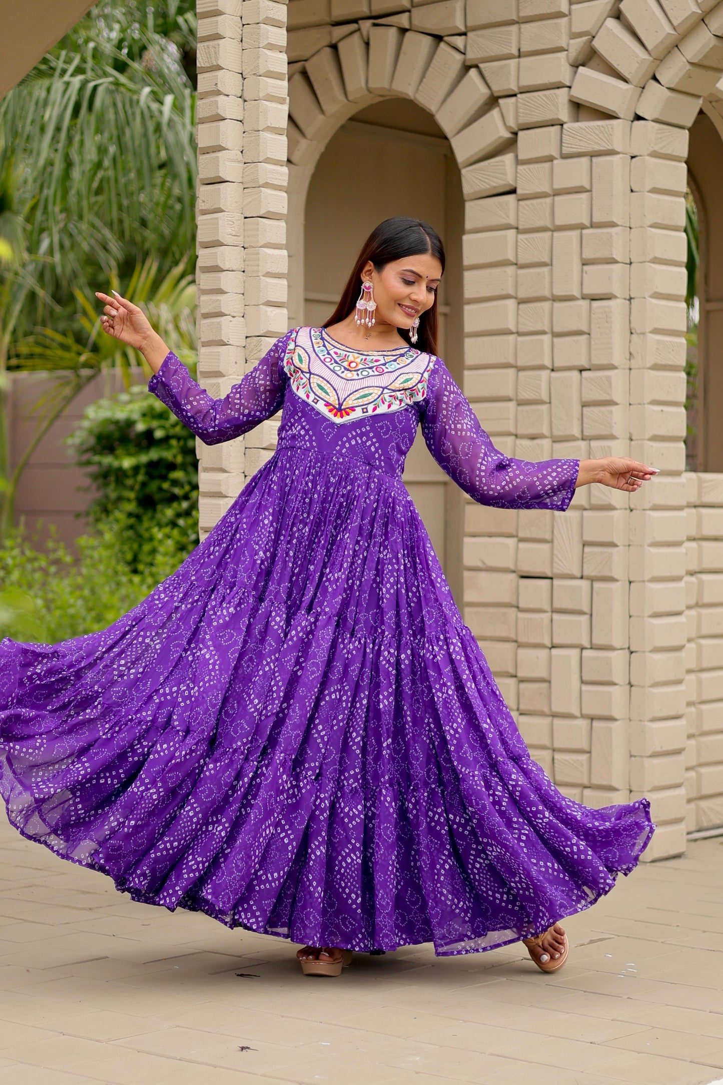 Blue Color Beautiful Georgette Fabric navratri Gown