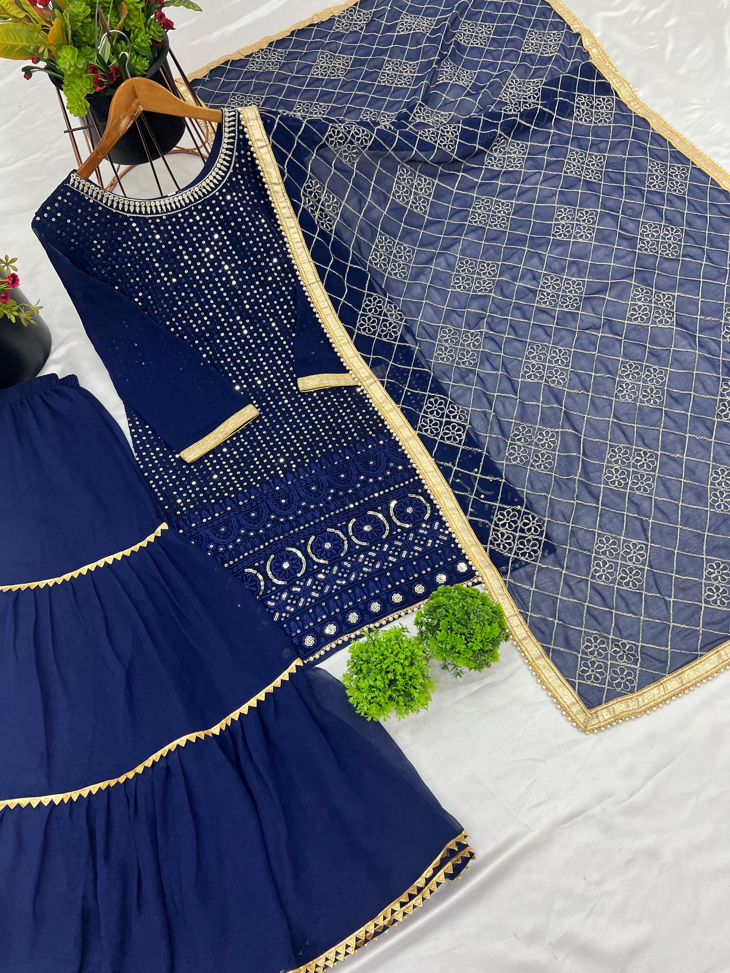 Blue Color Beautiful Plazo Dress in Georgette Fabric