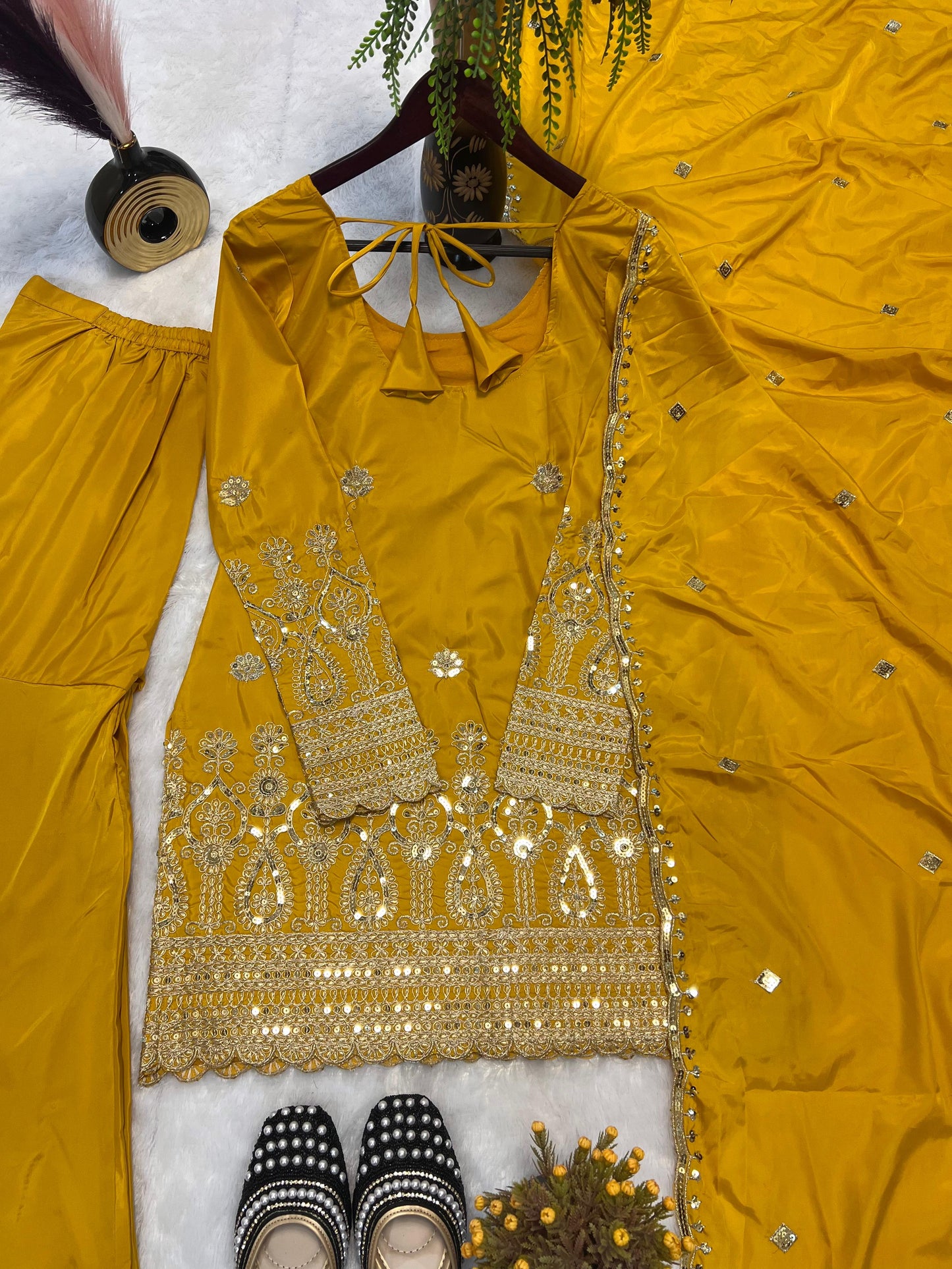 Yellow Color Beautiful Partywear Dress for haldi
