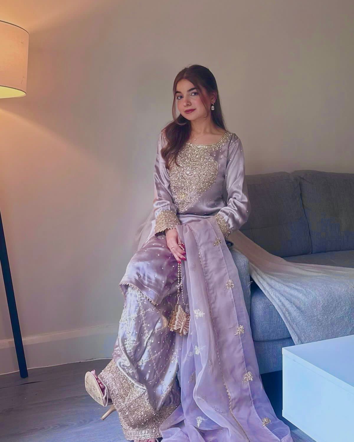 Beautiful Partywear Plazo Suit in crepe fabric