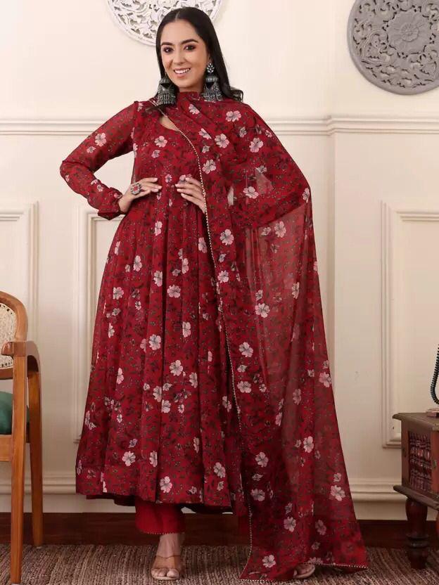 Red Color Beautiful GOwn in Georgette Fabric