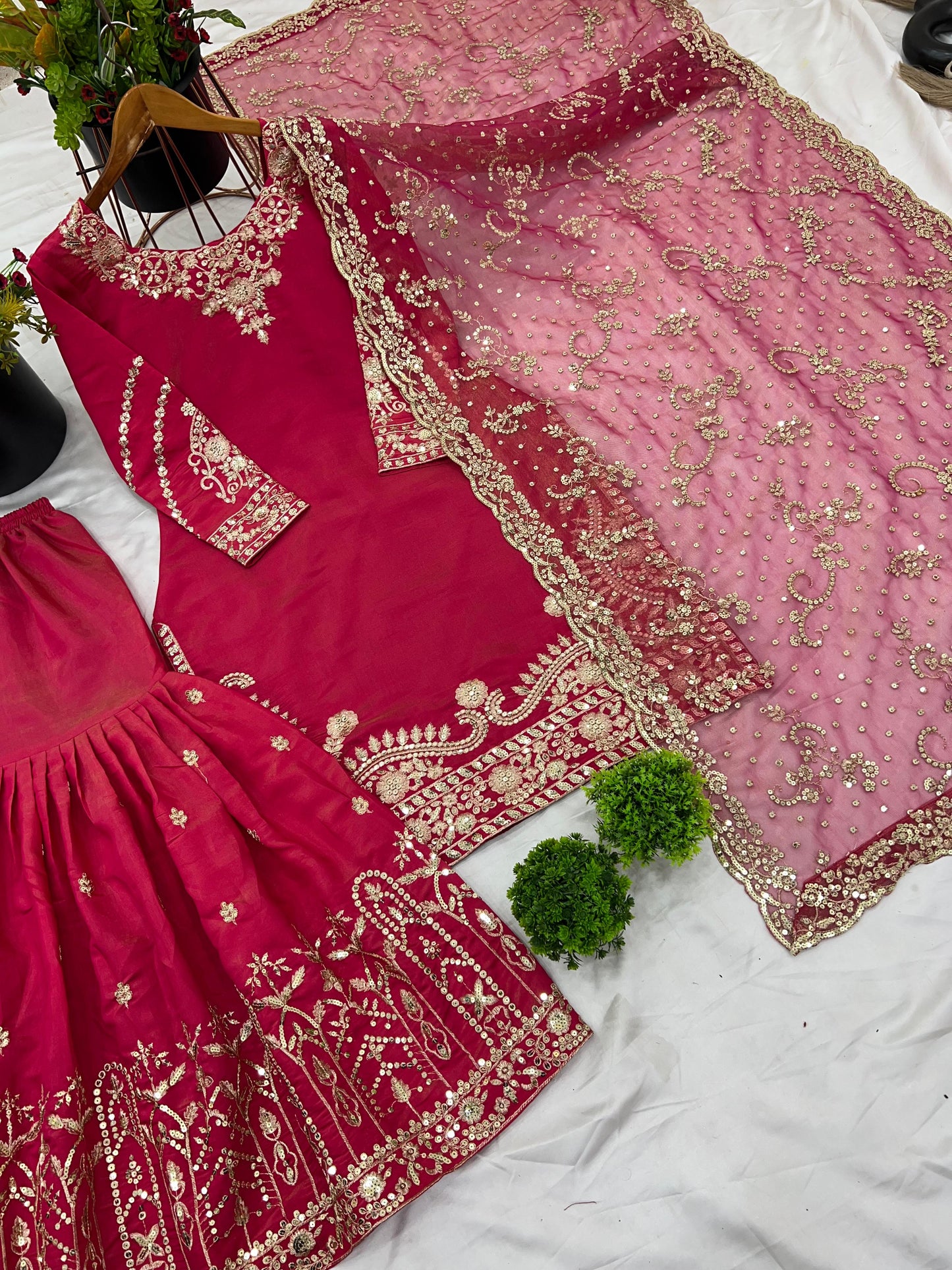 Pink Color Beautiful Georgette Plazo Dress