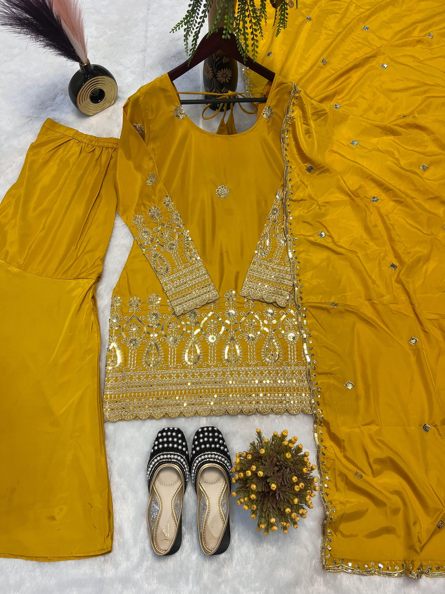 Yellow Color Beautiful Partywear Dress for haldi