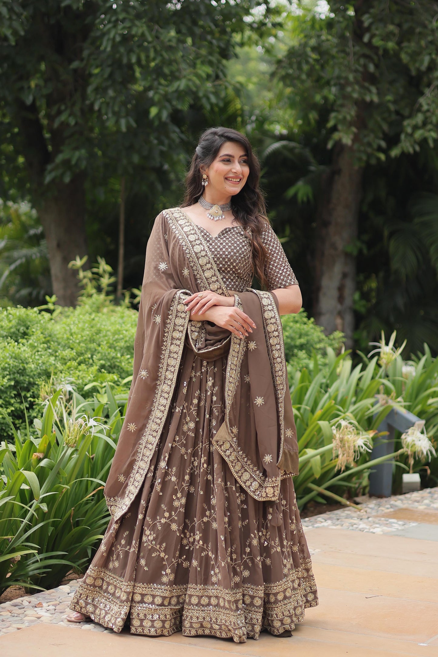 Grey Color Beautiful Partywear Lehenga Choli
