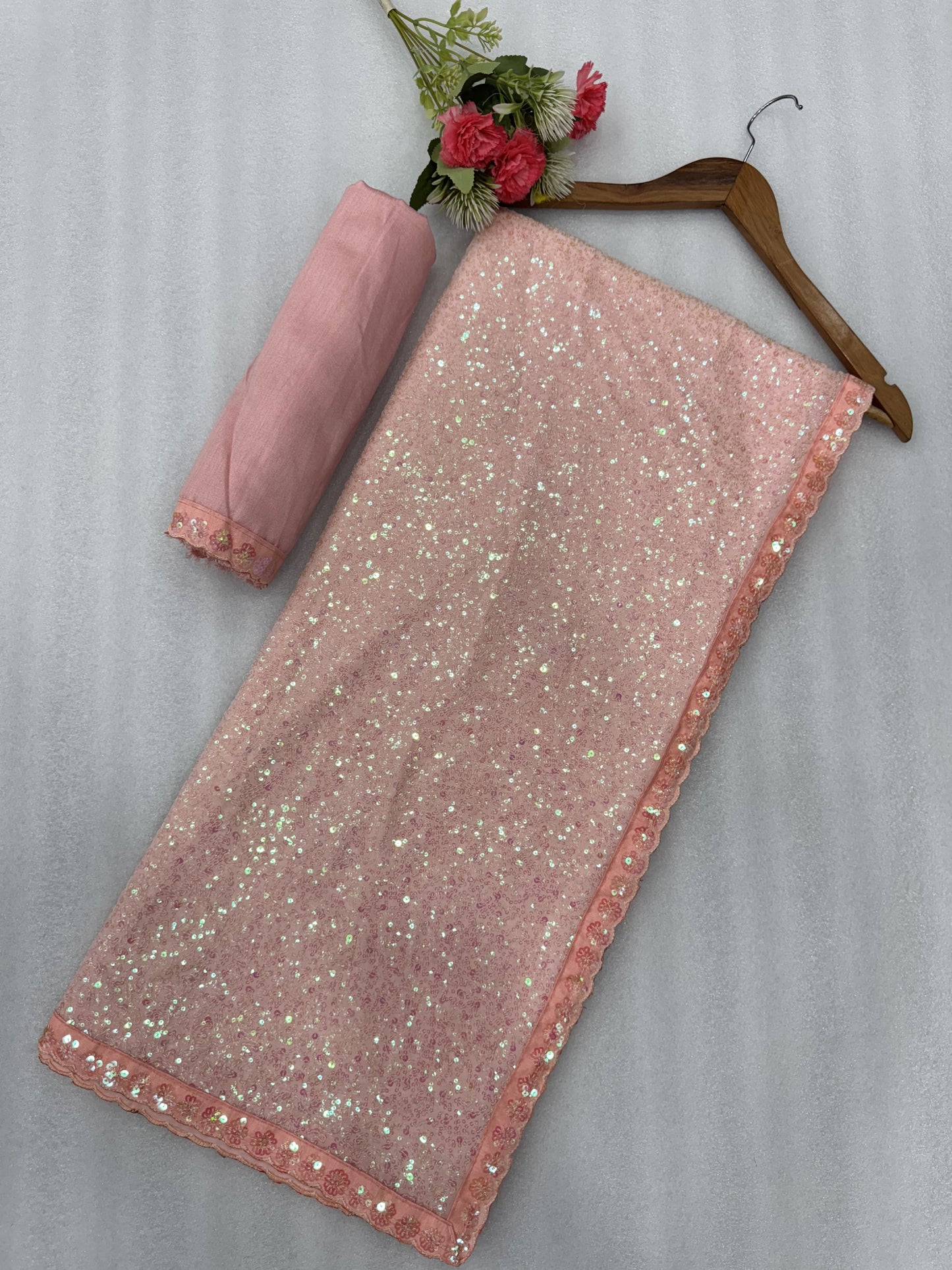 Pink Color Partywear Saree in Georgette Fabric