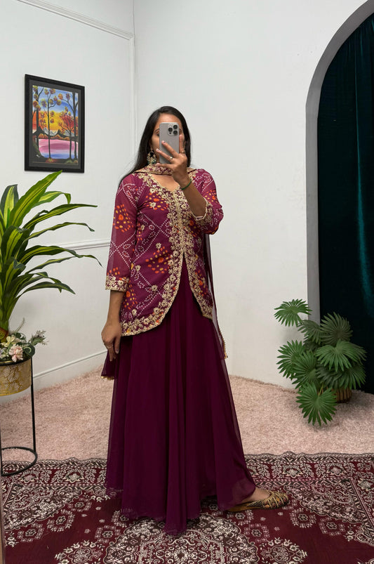 Purple Color Beautiful Koti Lehenga Dupatta
