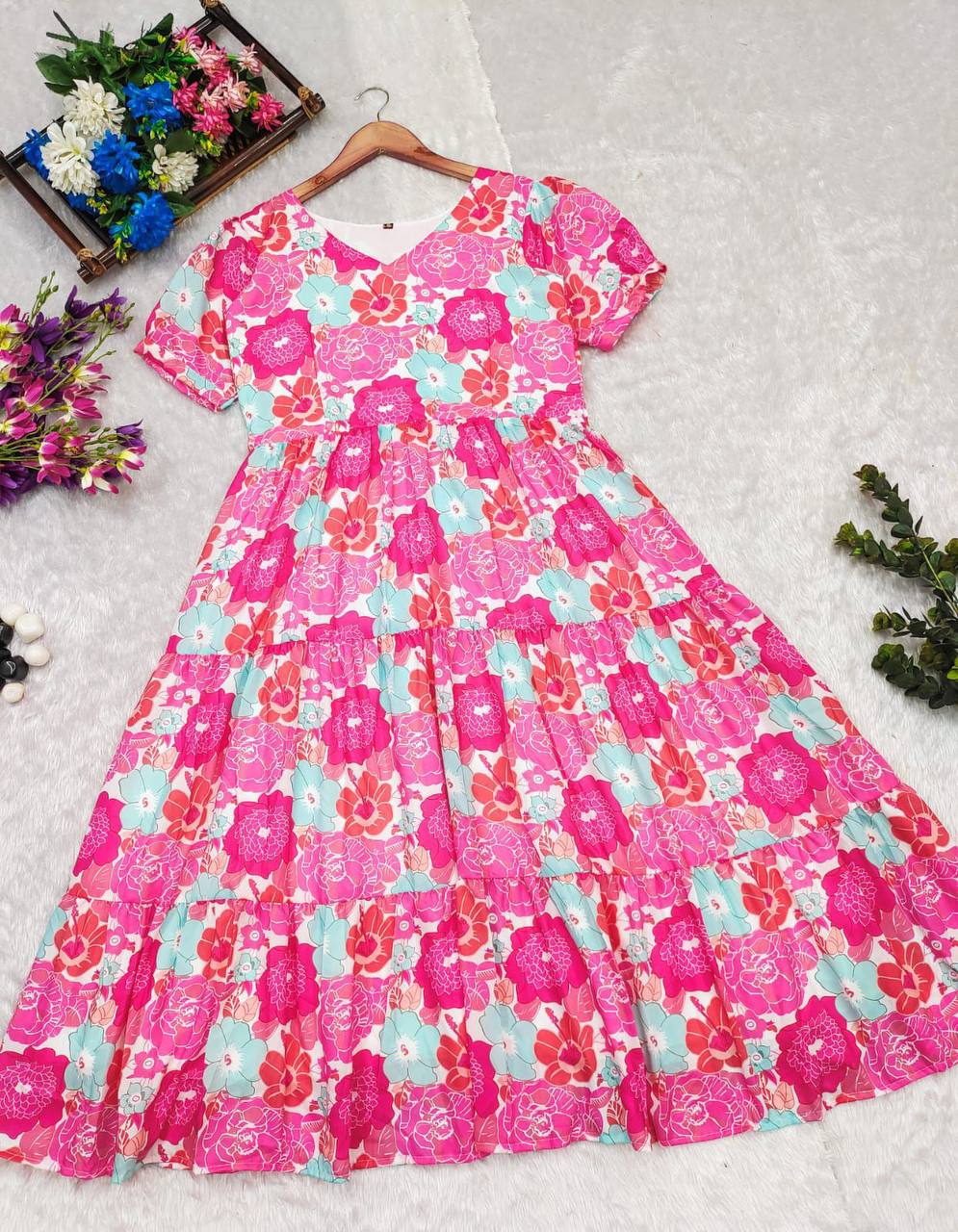 Summer Wear Kurti MAxi IN muslin Fabric