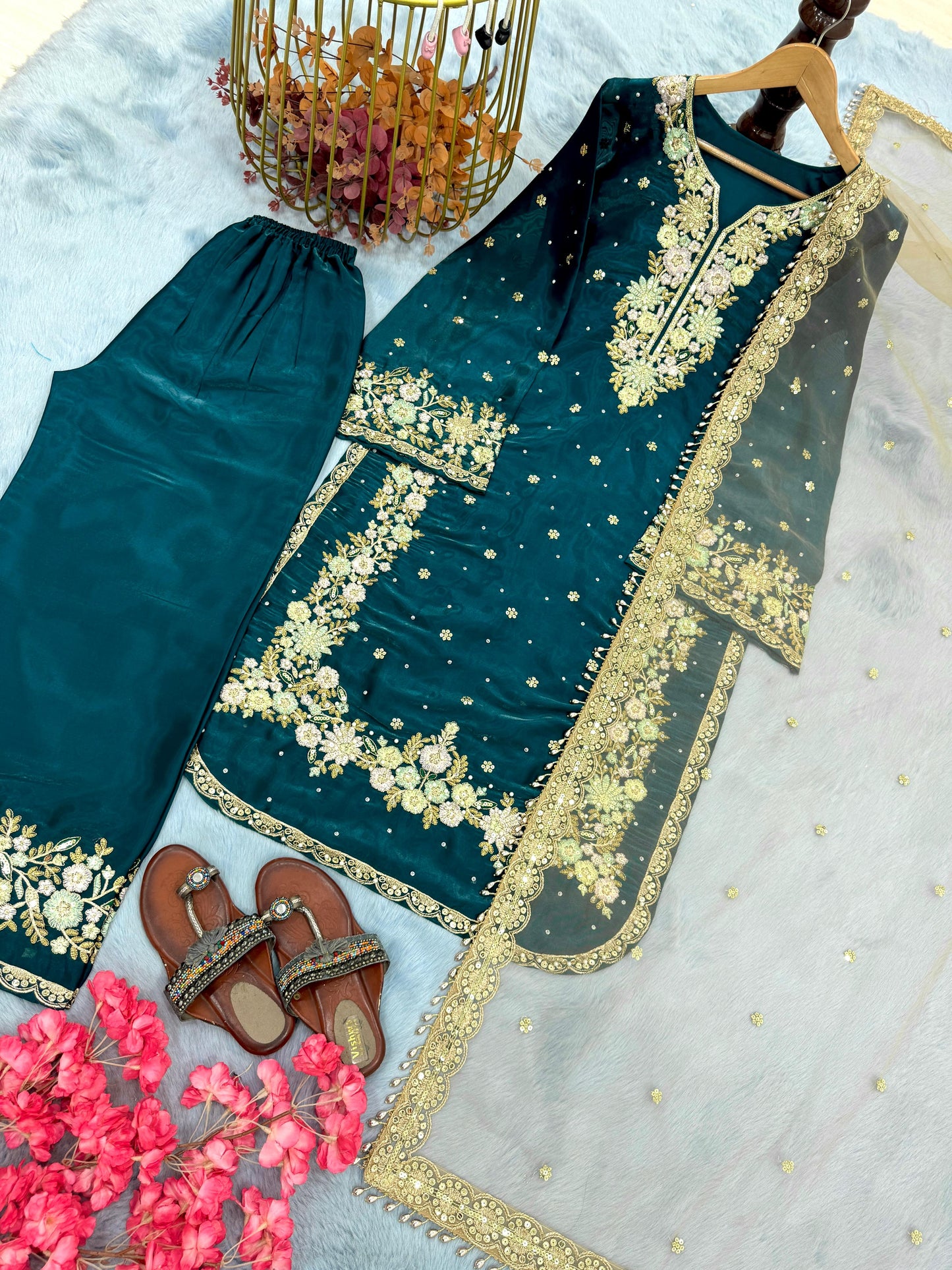 morpitch Color Beauitful Partywear DRess in Jimmi Choo fabric