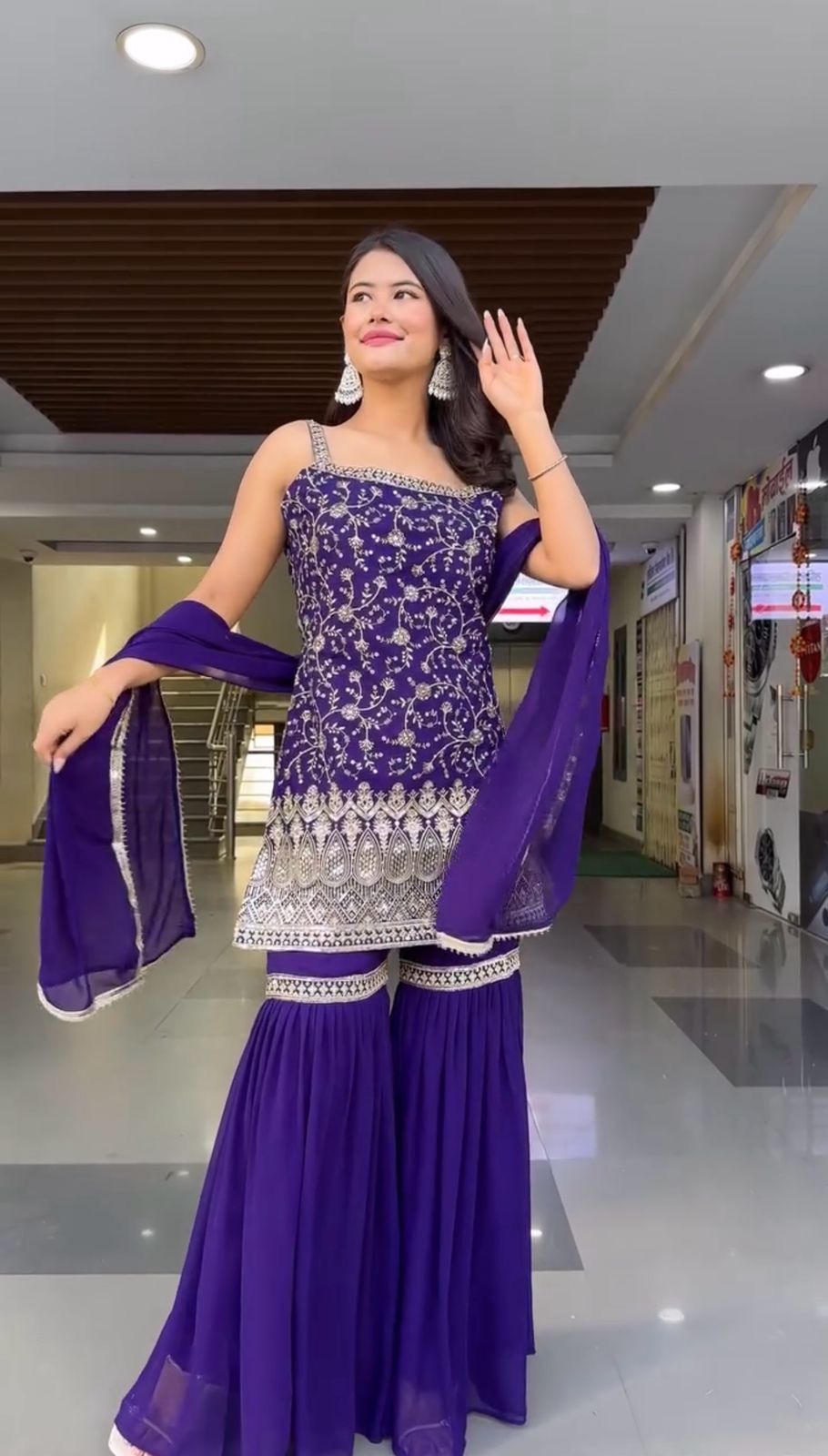 Blue Color Sharara Dress in GEorgette FAbric