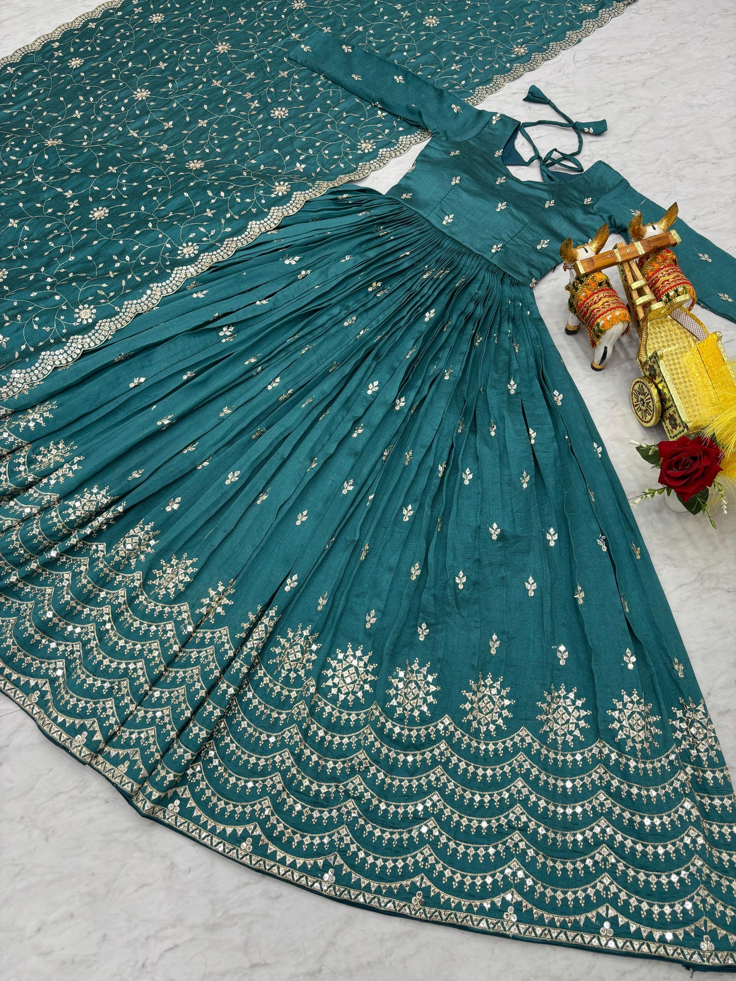 Morpitch Color Beautiful Partywear Gown in Vichitra Silk
