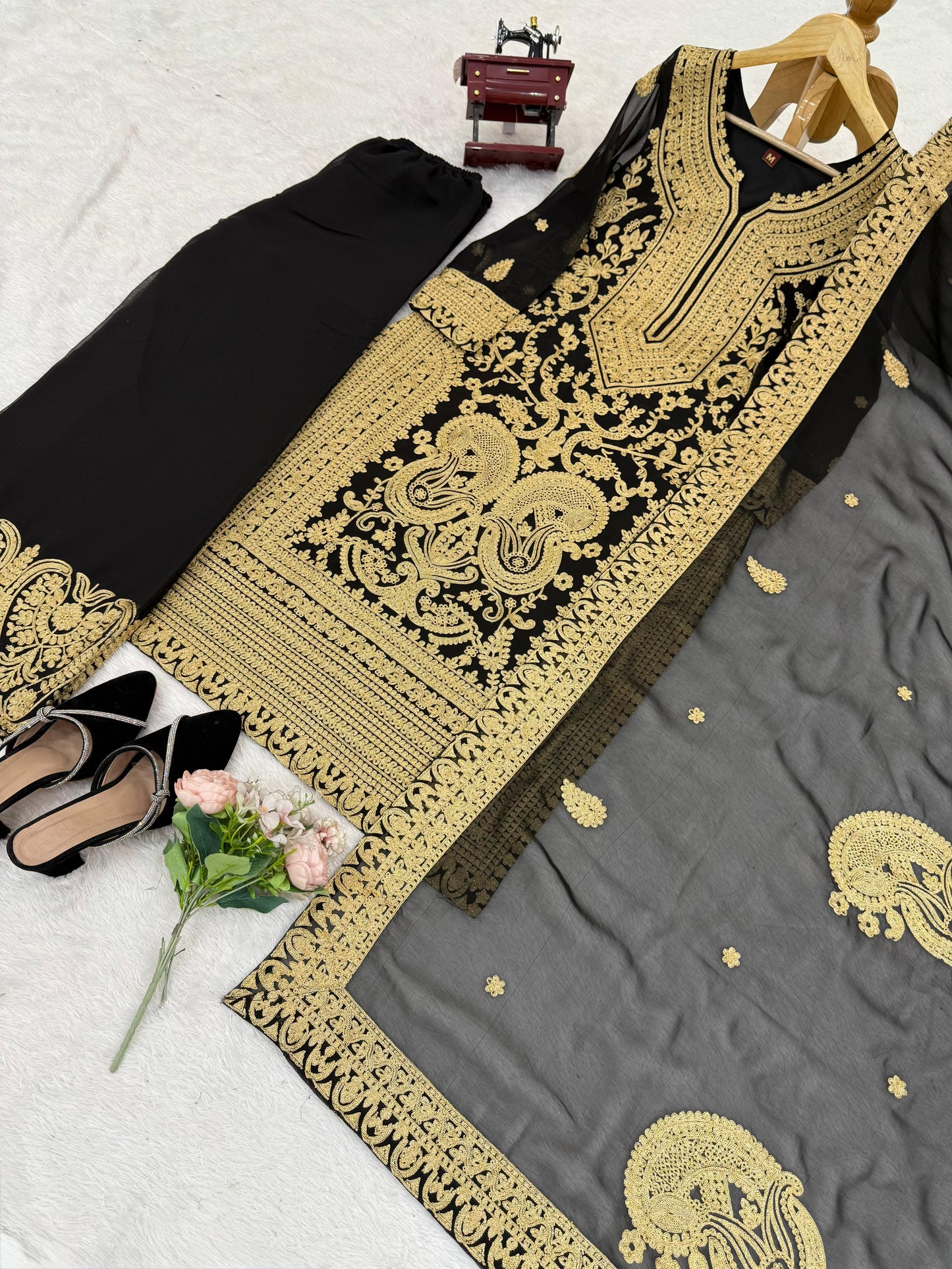 Black Color Beautiful Partywear Dress in Georgette Fabric