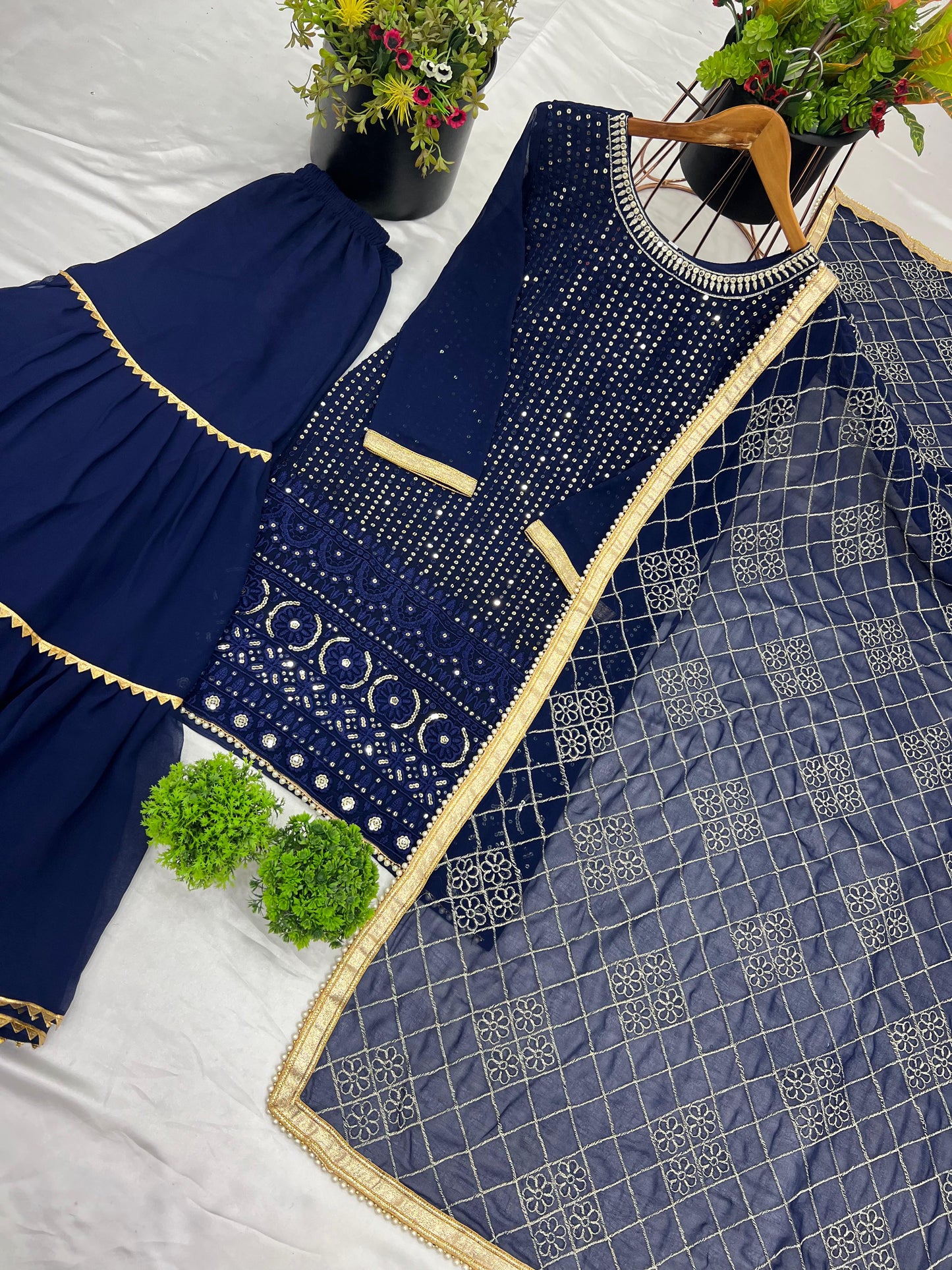 Blue Color Beautiful Plazo Dress in Georgette Fabric