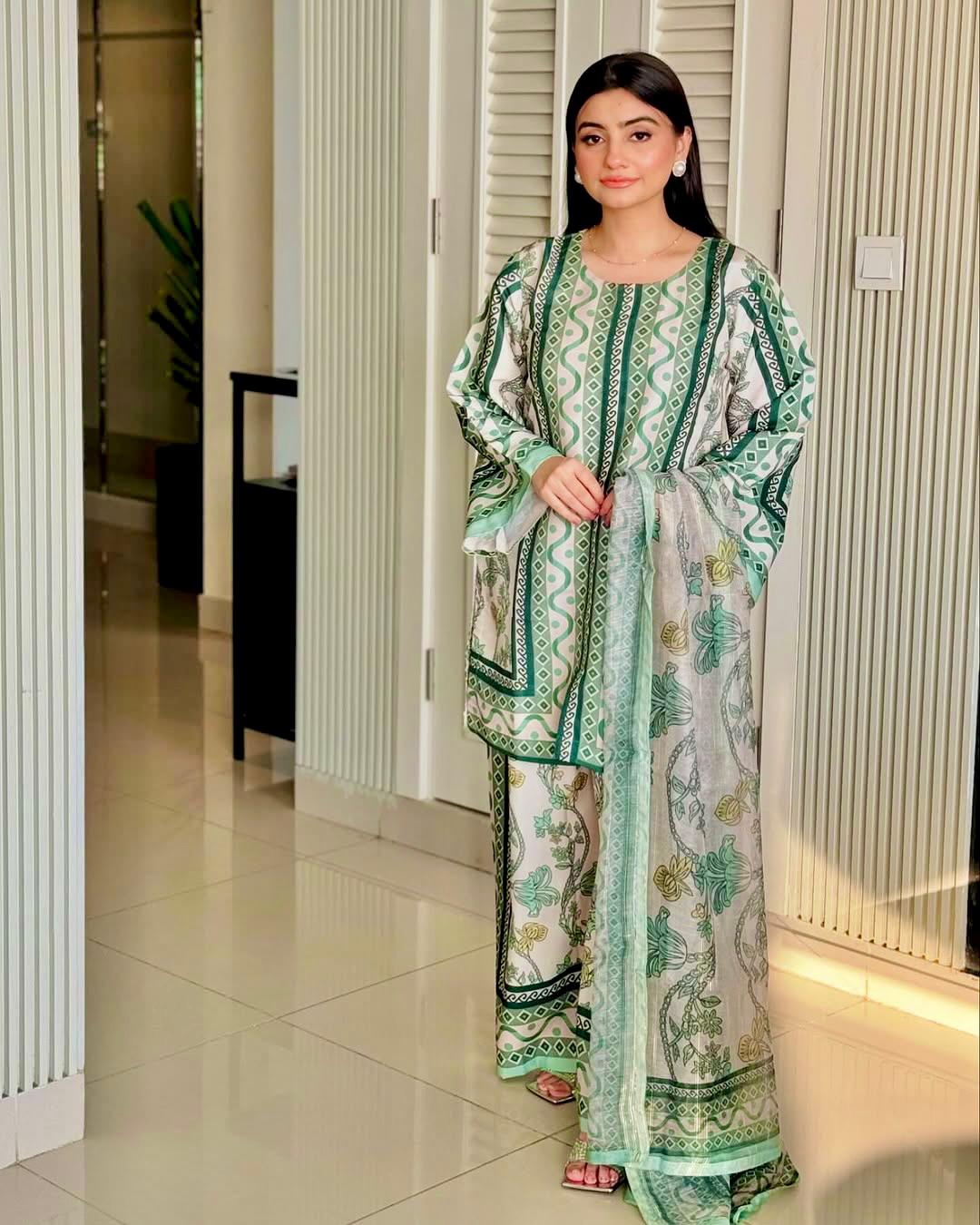 light Green Color Beautiful Summer WEar Dress in Crape Fabric