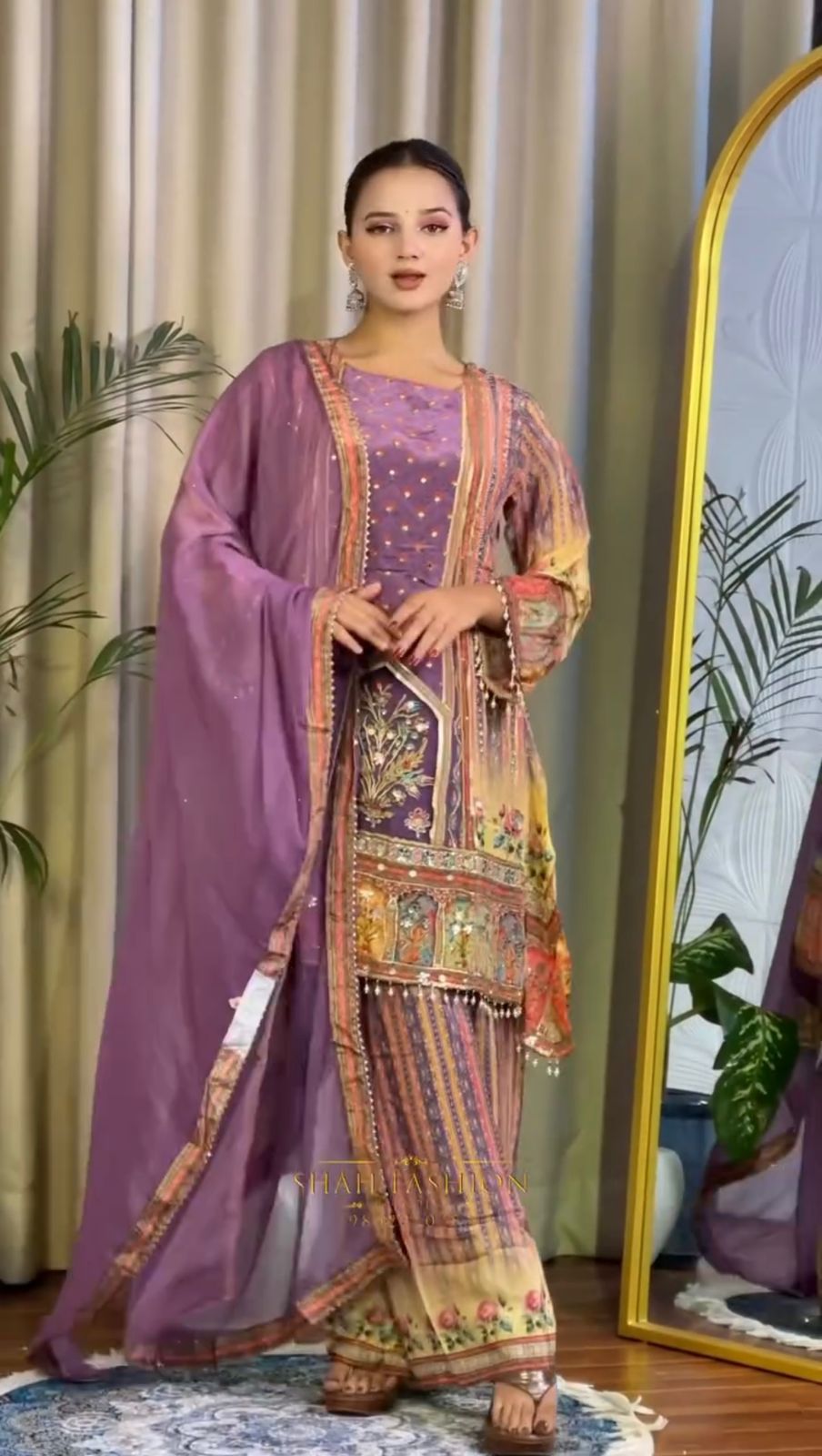 fancy design with digital printed a-top- plazzo with dupatta