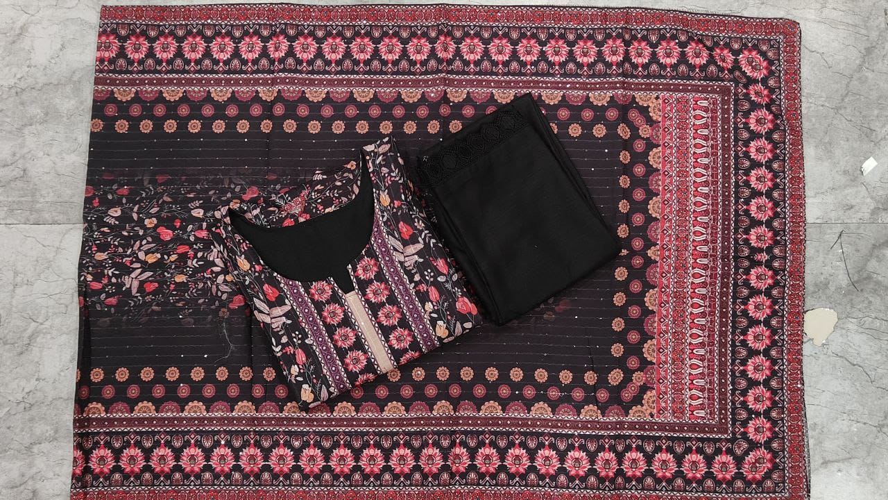 classical Black Kurti Pent With Duppata for summer wear dress