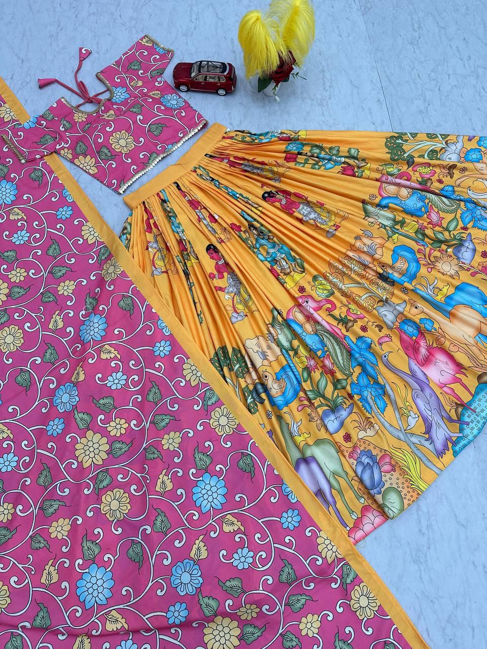 Kalamkari Lehenga Choli in cotton fabric
