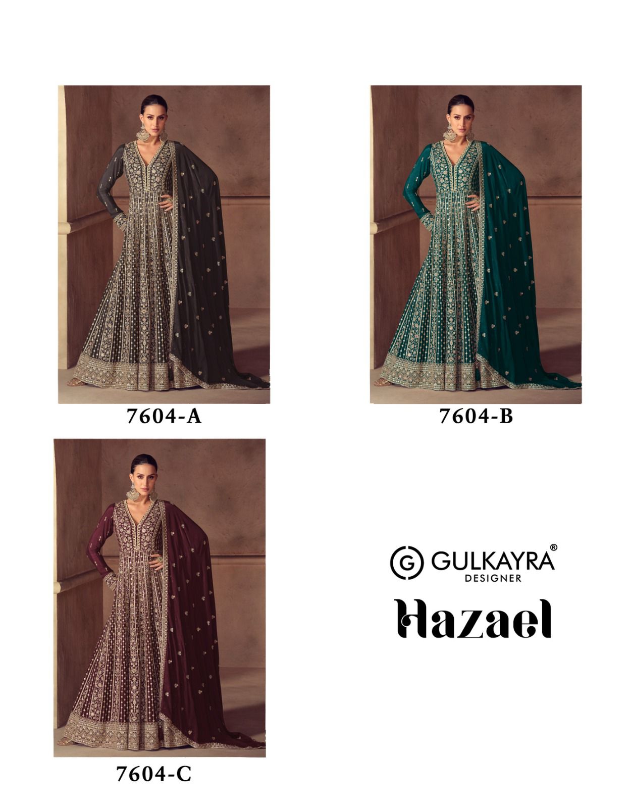 Gulkayra Designer HAZAEL 7406 a to 7406 b to 7406 c series dress