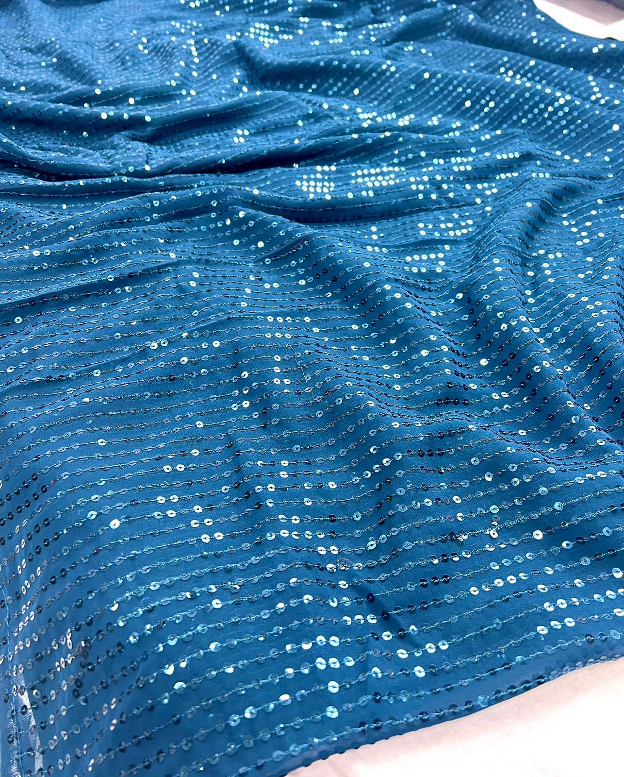 Sky Blue Color Beautiful Partywear Saree