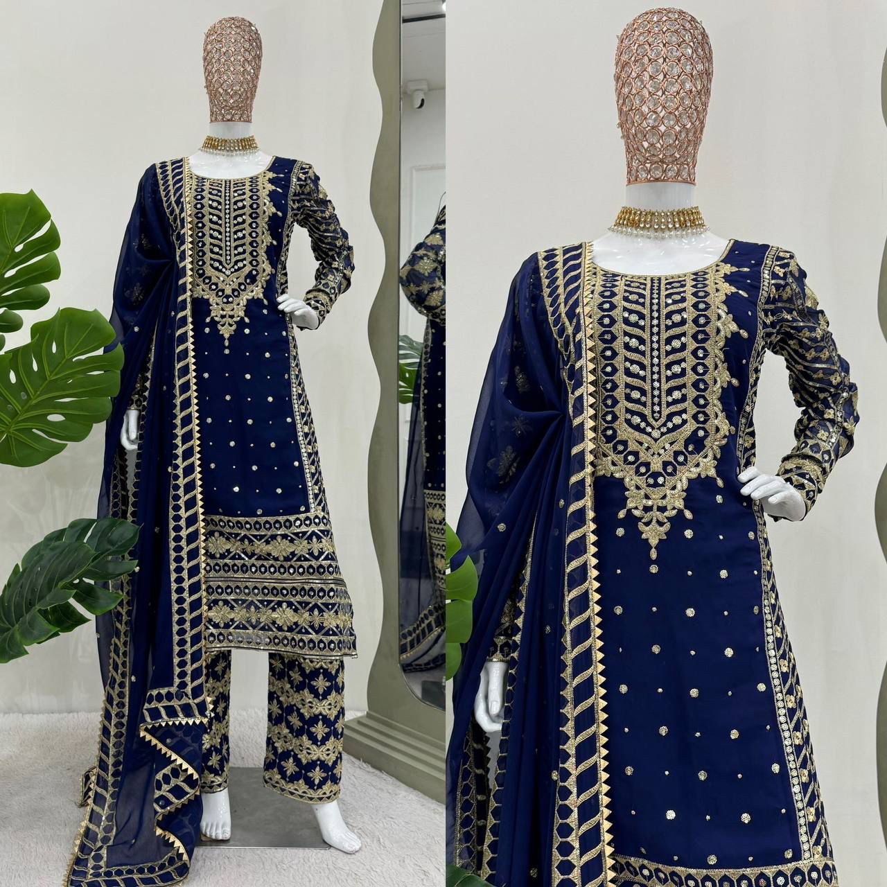 Blue Color Beautiful PArtywear Dress in Georgette Fabric