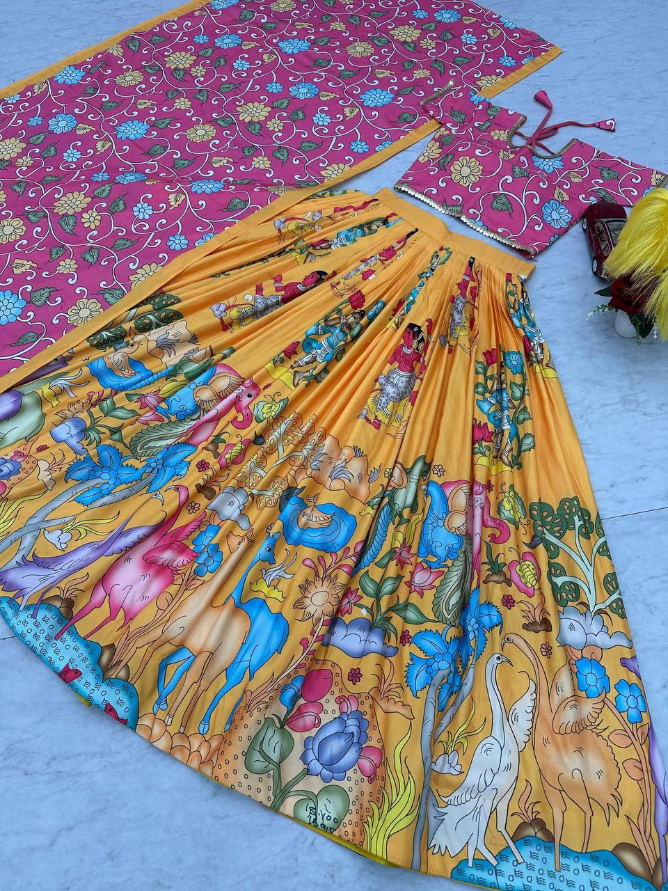 Kalamkari Lehenga Choli in cotton fabric