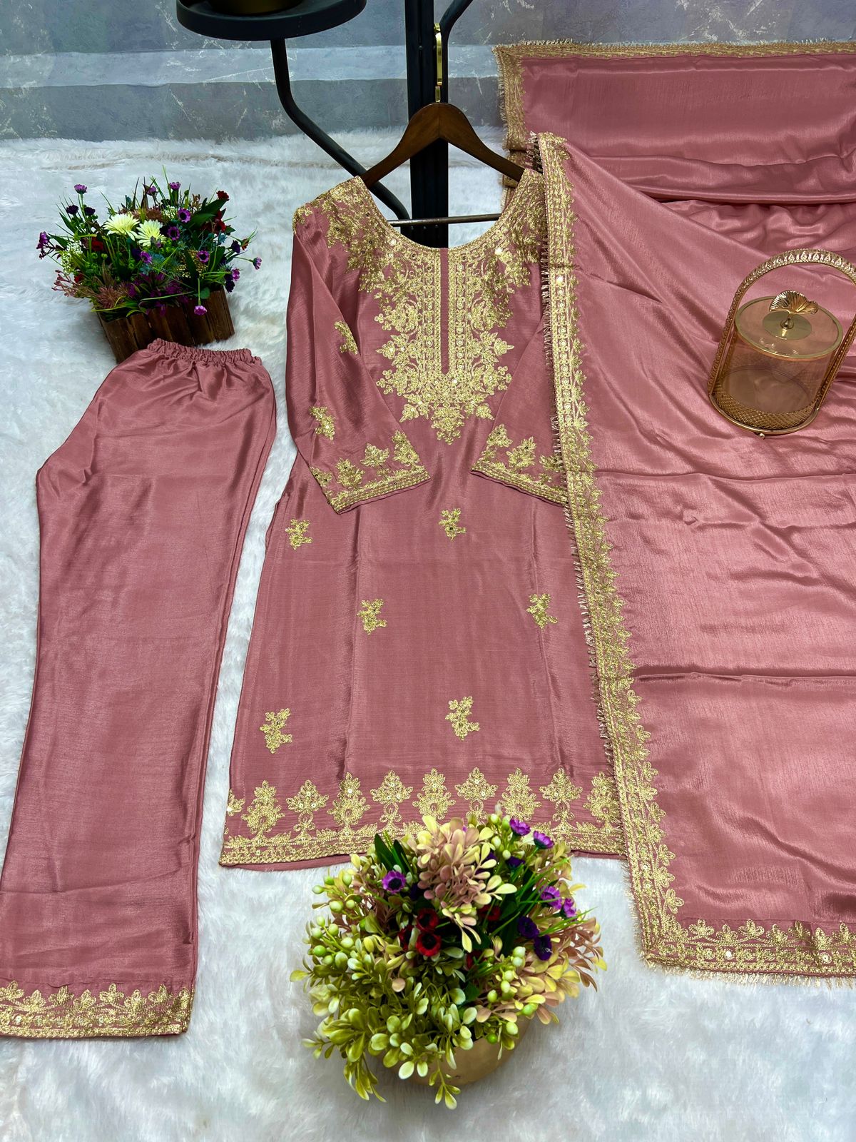 Ready To Wear Collection With Embroidery Work Fancy Top - Pent With Dupatta