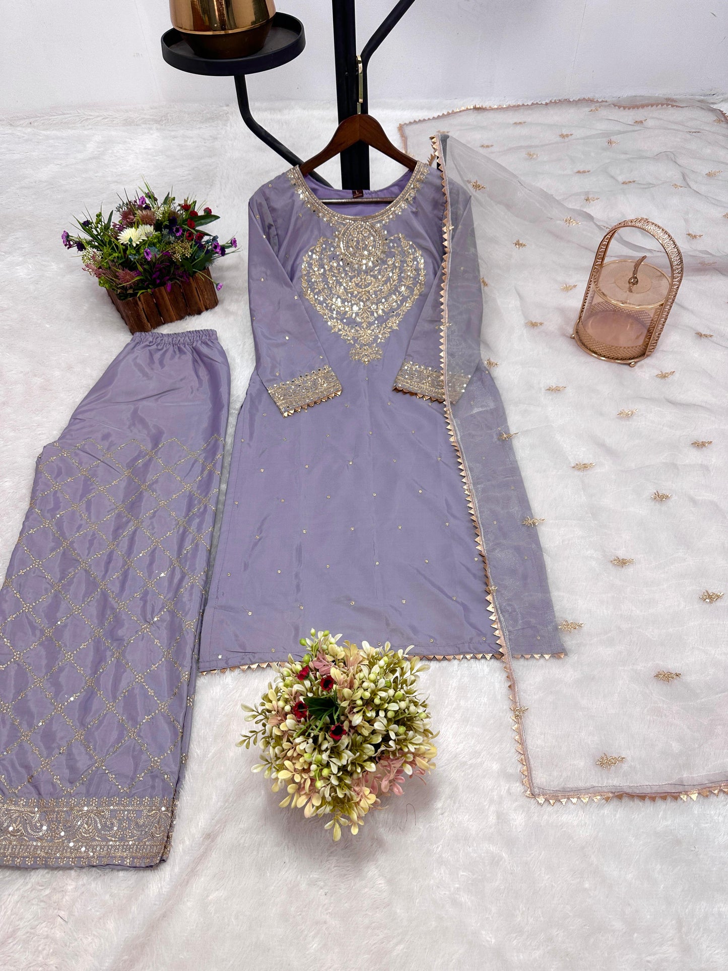 Beautiful Partywear Plazo Suit in crepe fabric