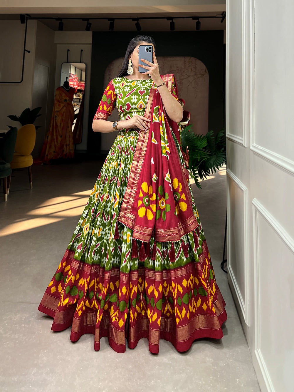 Embrace The Elegance Of Prints, Where Tradition Meets Trend In Every Twirl Of A Printed Lehenga